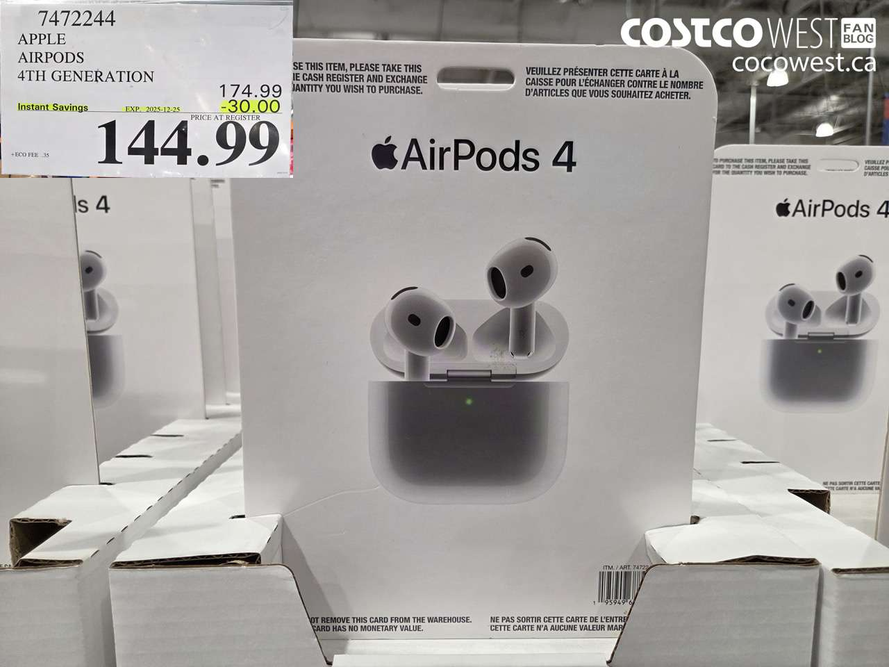 7472244 APPLE AIRPODS 4TH GENERATION ($30.00 INSTANT SAVINGS EXPIRES ON 2025-12-25) $144.99