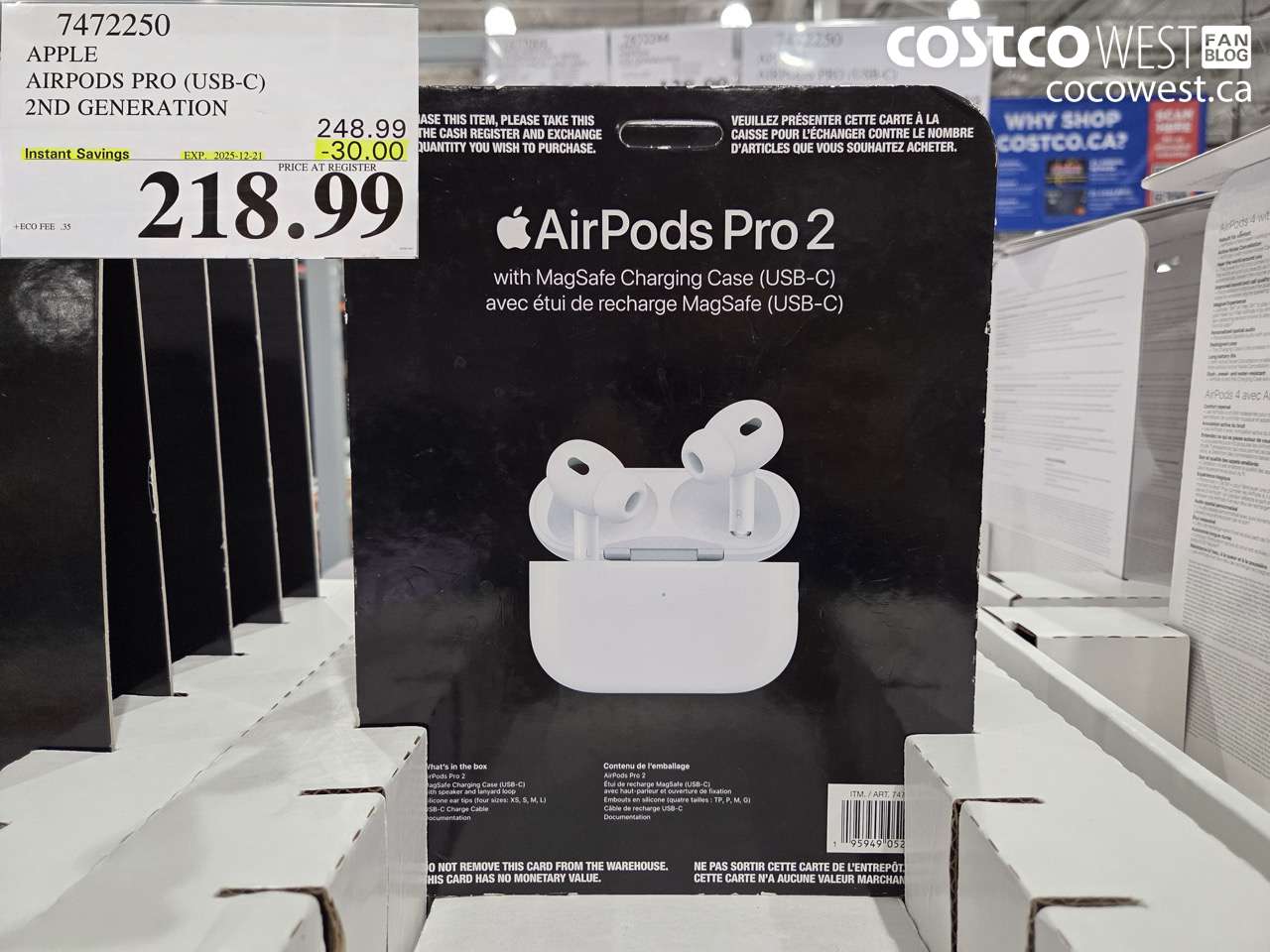 7472250 APPLE AIRPODS PRO 2ND GENERATION (USB-C) ($30.00 INSTANT SAVINGS EXPIRES ON 2025-12-21) $218.99