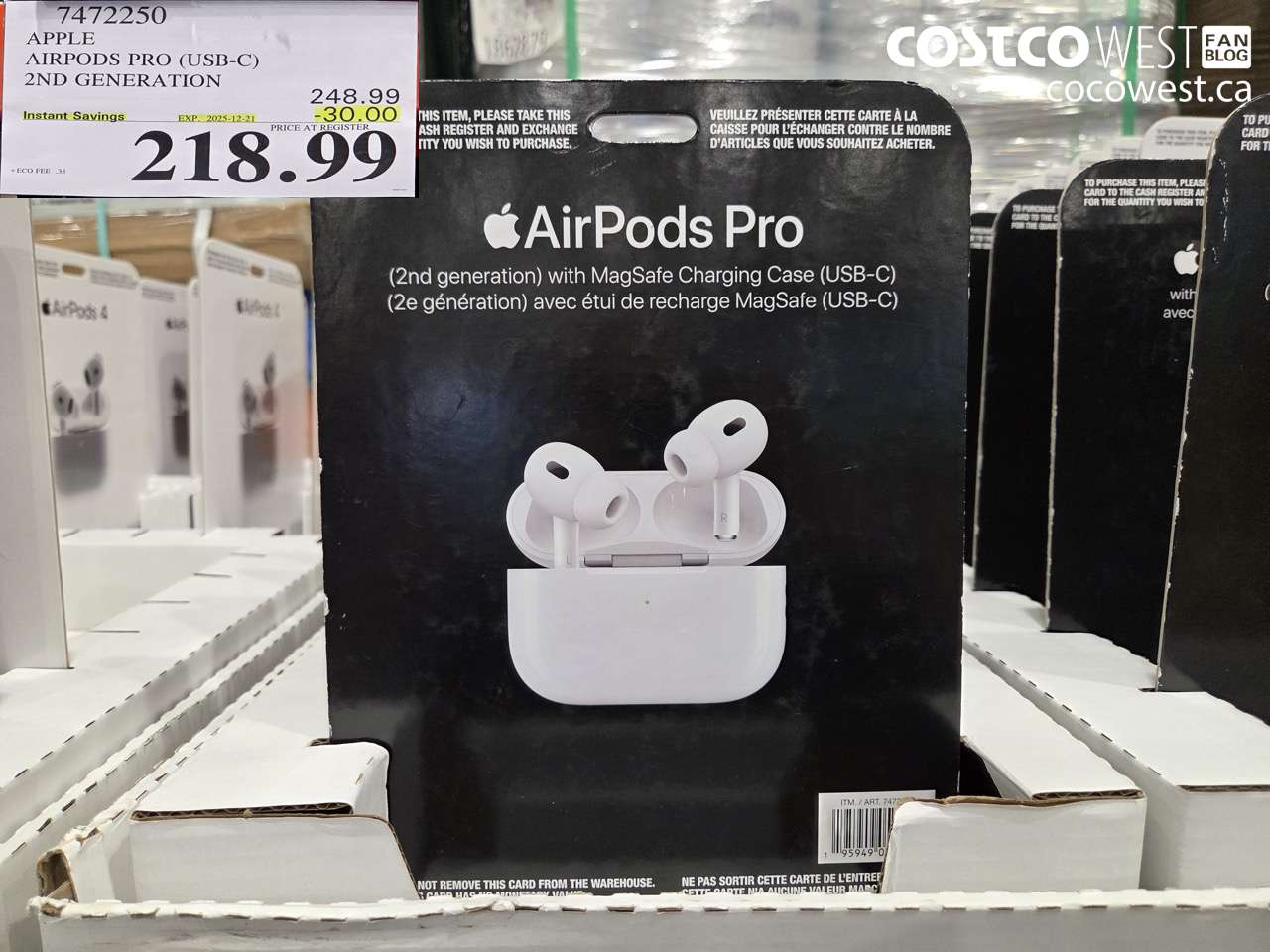7472250 APPLE AIRPODS PRO 2ND GENERATION (USB-C) ($30.00 INSTANT SAVINGS EXPIRES ON 2025-12-21) $218.99
