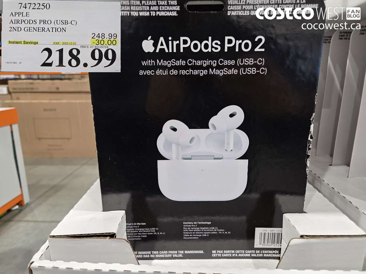 7472250 APPLE AIRPODS PRO 2ND GENERATION (USB-C) ($30.00 INSTANT SAVINGS EXPIRES ON 2025-12-21) $218.99