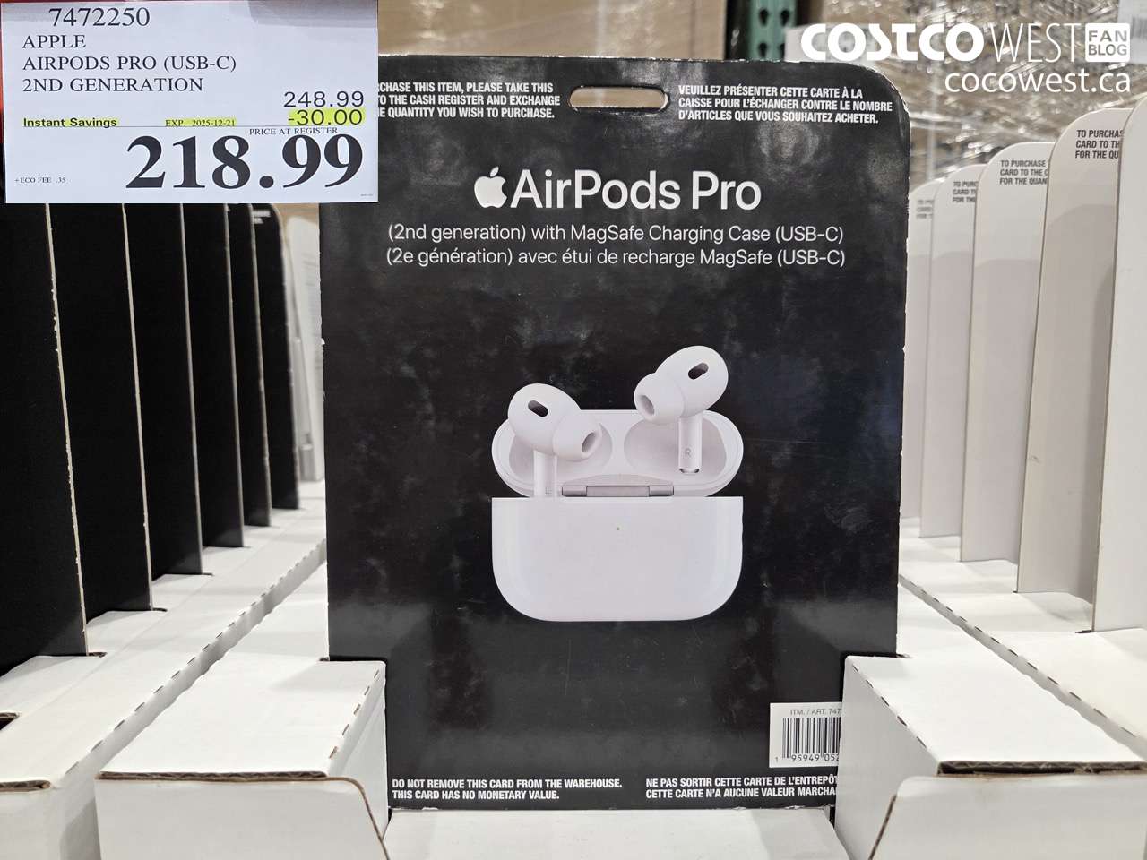7472250 APPLE AIRPODS PRO 2ND GENERATION (USB-C) ($30.00 INSTANT SAVINGS EXPIRES ON 2025-12-21) $218.99