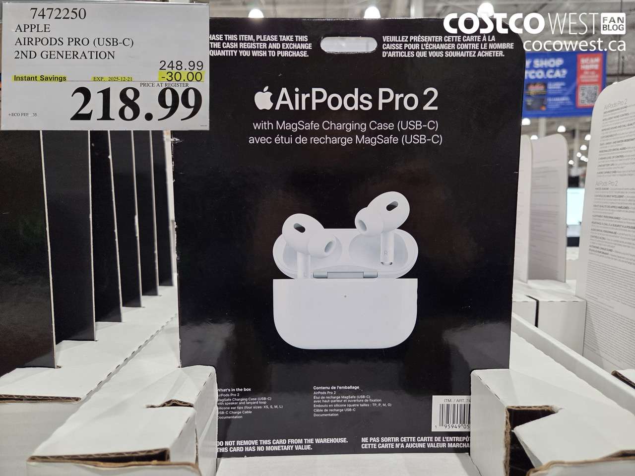 7472250 APPLE AIRPODS PRO 2ND GENERATION (USB-C) ($30.00 INSTANT SAVINGS EXPIRES ON 2025-12-21) $218.99