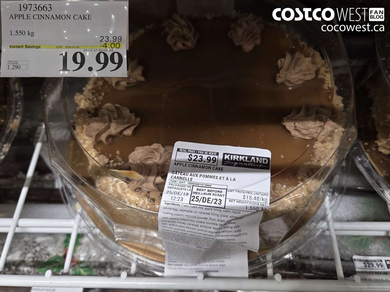 1973663 APPLE CINNAMON CAKE 1.575KG ($4.00 INSTANT SAVINGS EXPIRES ON 2026-01-04) $19.99