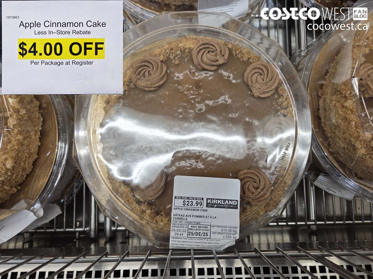 1973663 APPLE CINNAMON CAKE 1.575KG ($4.00 INSTANT SAVINGS)