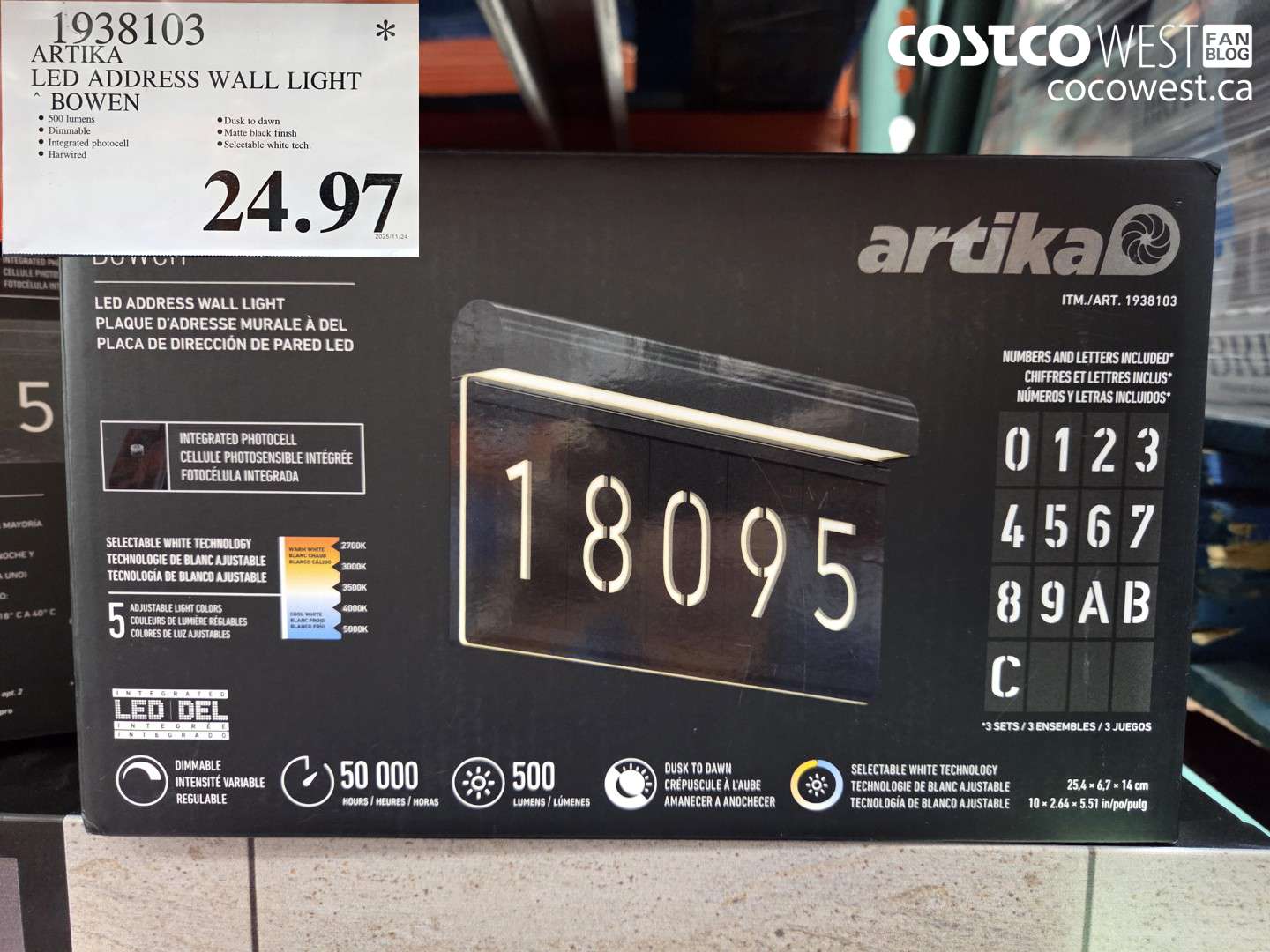 1938103 ARTIKA LED ADDRESS WALL LIGHT BOWEN ($10.00 INSTANT SAVINGS) $24.97