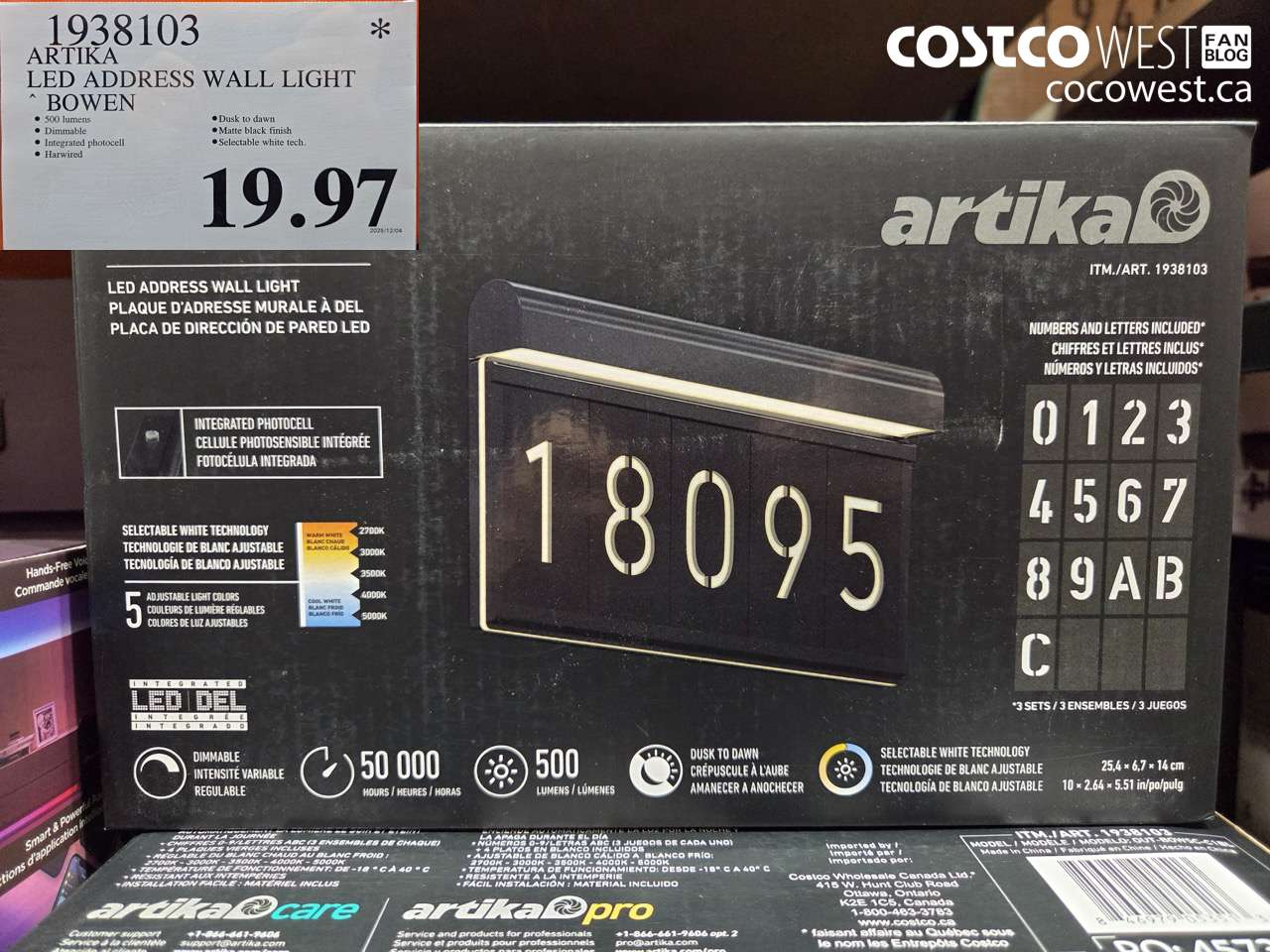 1938103 ARTIKA LED ADDRESS WALL LIGHT BOWEN $19.97