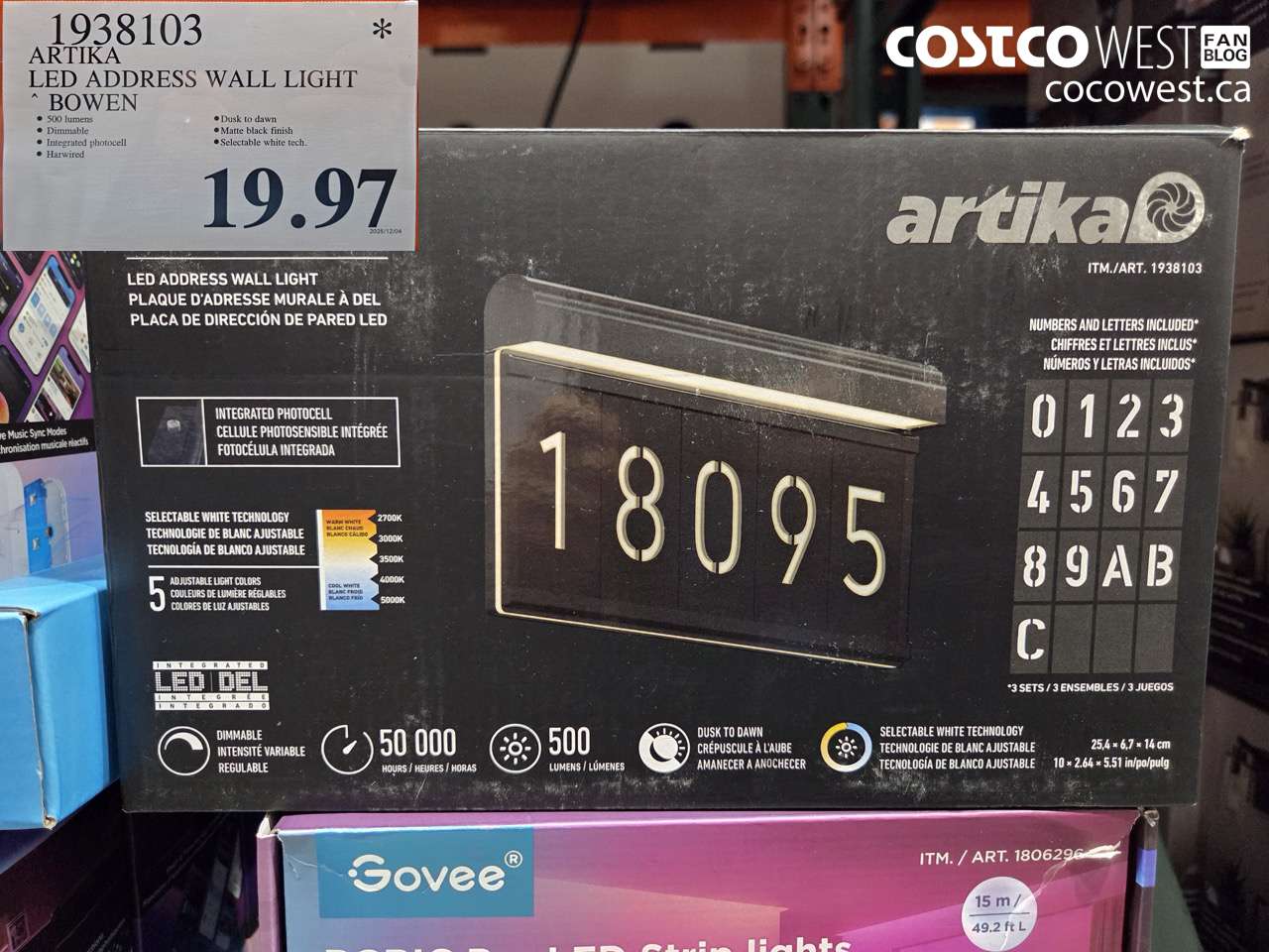 1938103 ARTIKA LED ADDRESS WALL LIGHT BOWEN $19.97