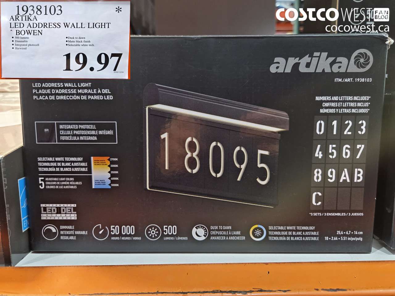 1938103 ARTIKA LED ADDRESS WALL LIGHT BOWEN $19.97