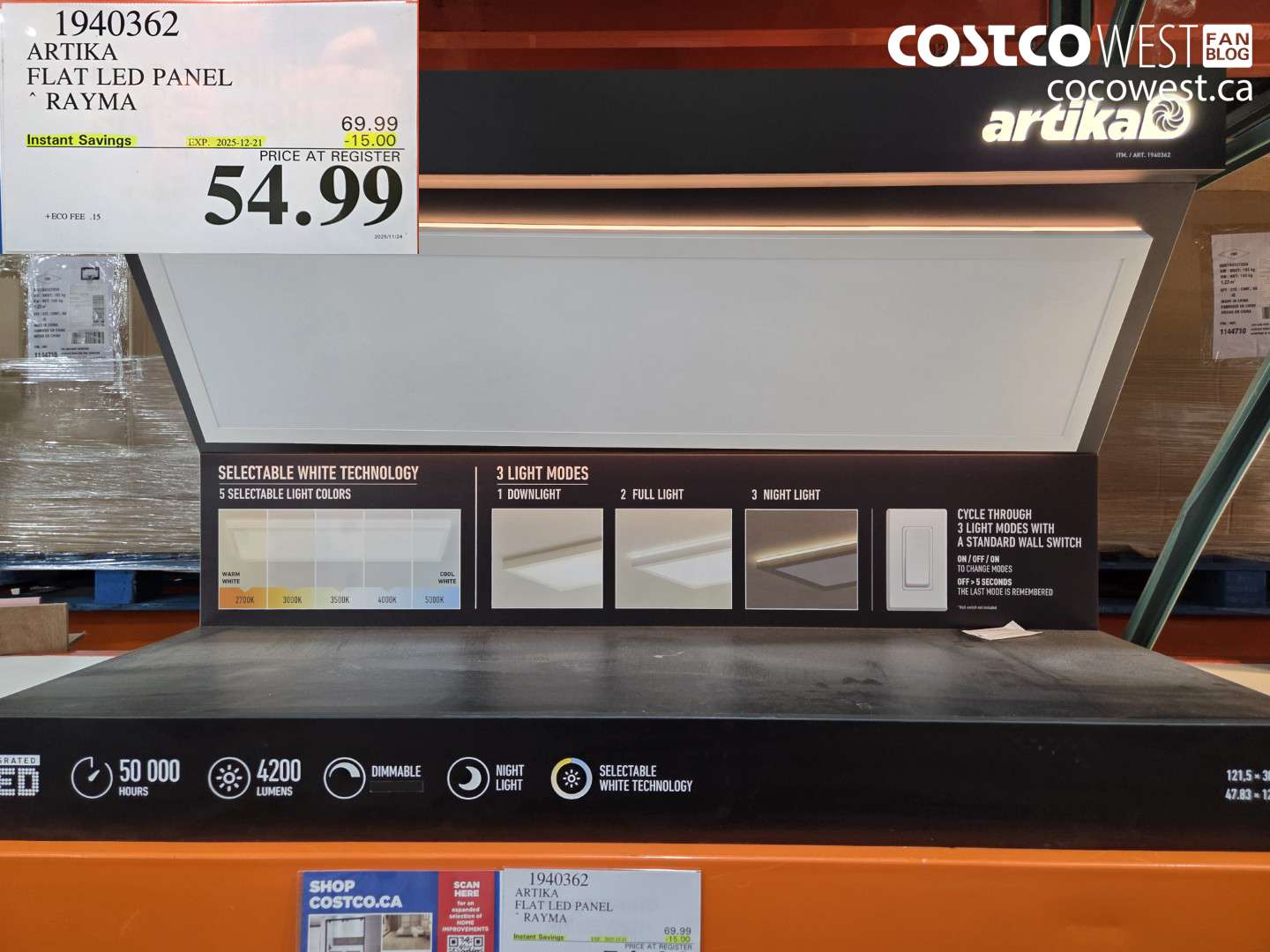 1940362 ARTIKA RAYMA FLAT LED PANEL ($15.00 INSTANT SAVINGS EXPIRES ON 2025-12-21) $54.99