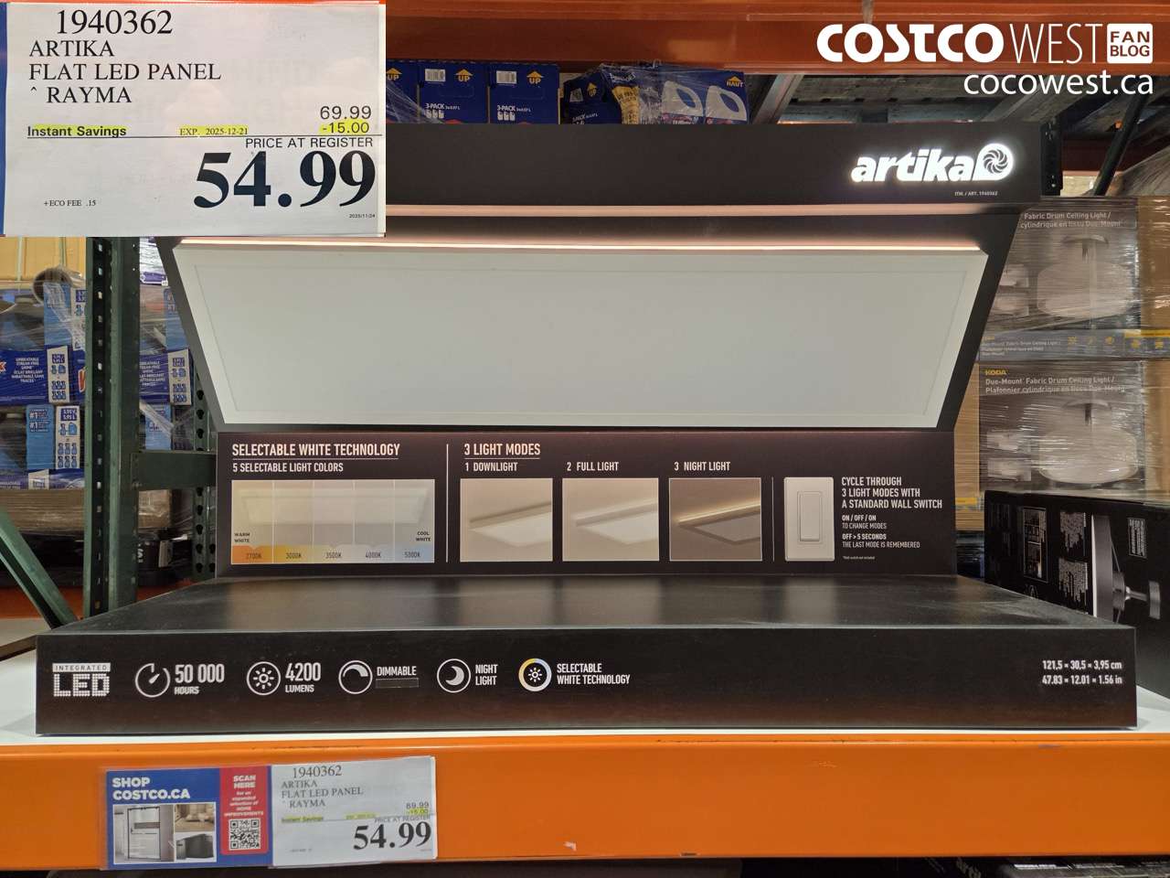 1940362 ARTIKA RAYMA FLAT LED PANEL ($15.00 INSTANT SAVINGS EXPIRES ON 2025-12-21) $54.99