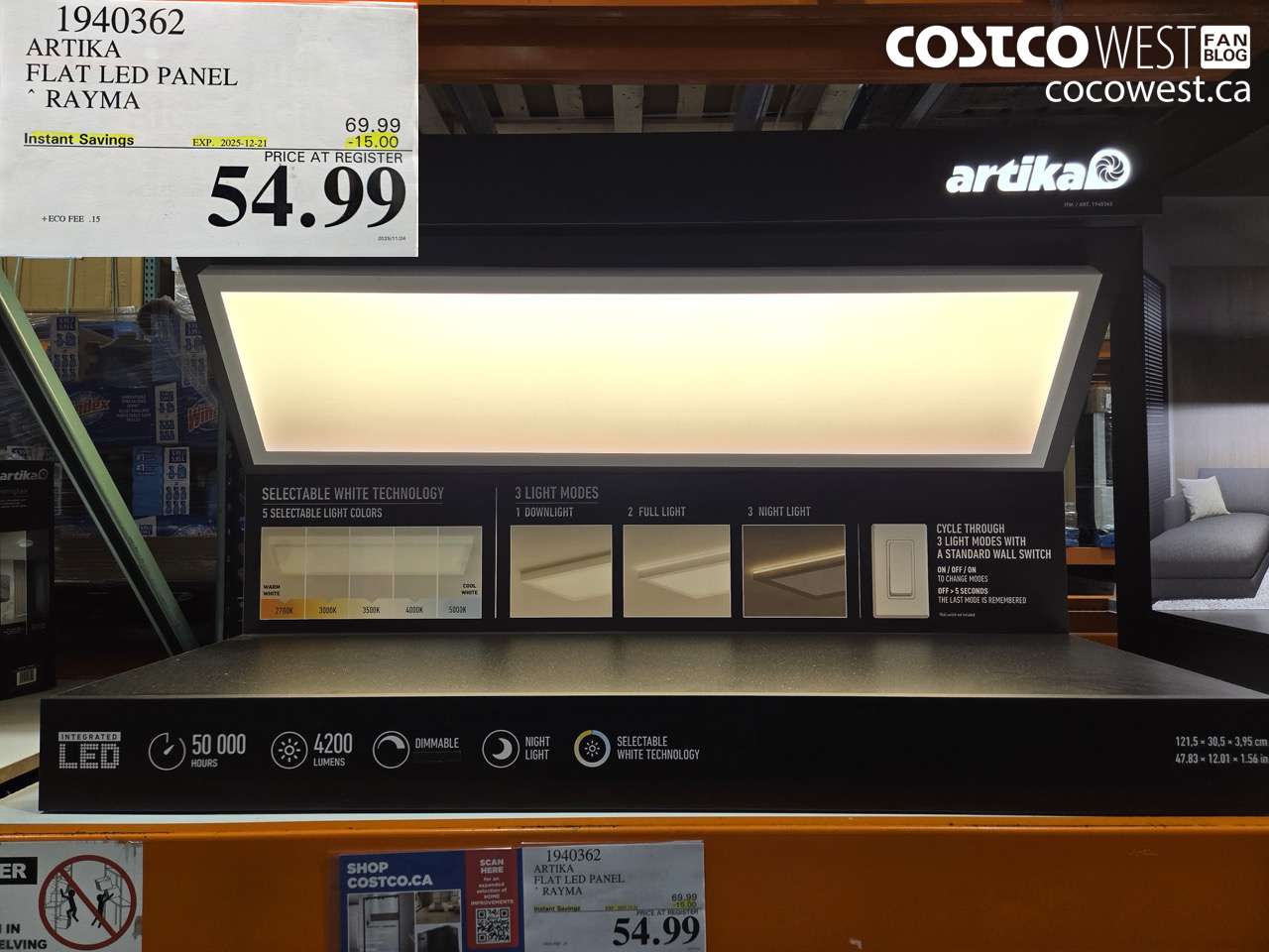 1940362 ARTIKA RAYMA FLAT LED PANEL ($15.00 INSTANT SAVINGS EXPIRES ON 2025-12-21) $54.99