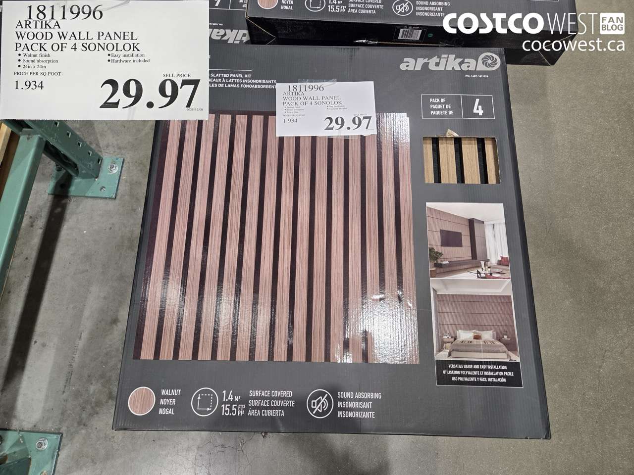 1811996 ARTIKA WOOD WALL PANEL PACK OF 4 SONOLOK $29.97