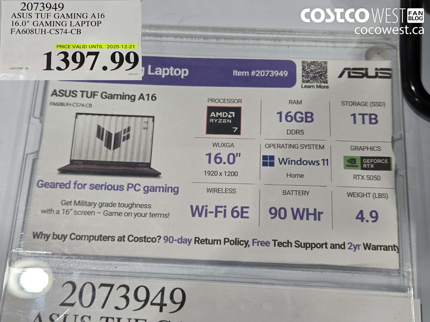 2073949 ASUS TUF GAMING A16 16.0