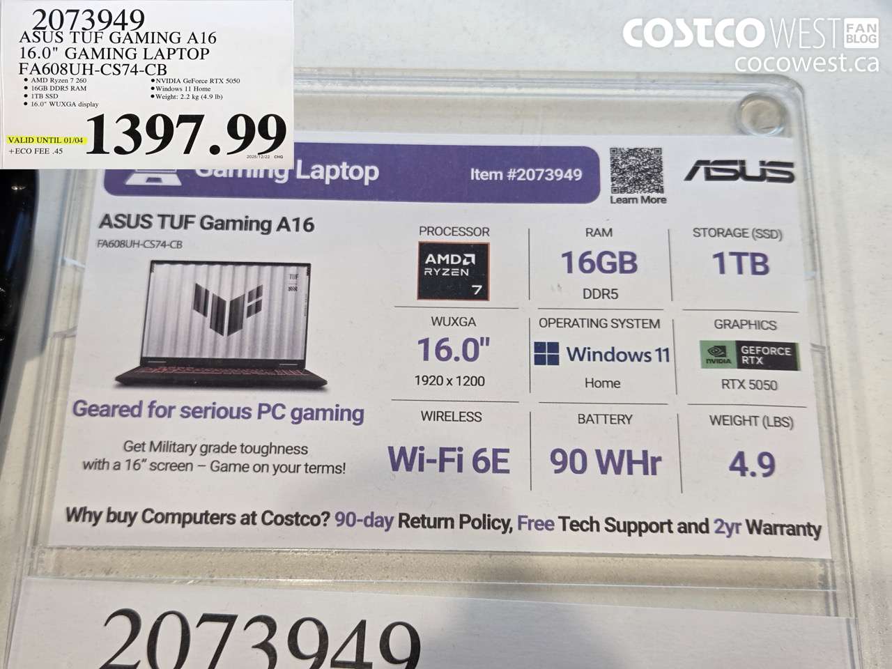 2073949 ASUS TUF GAMING A16 16.0