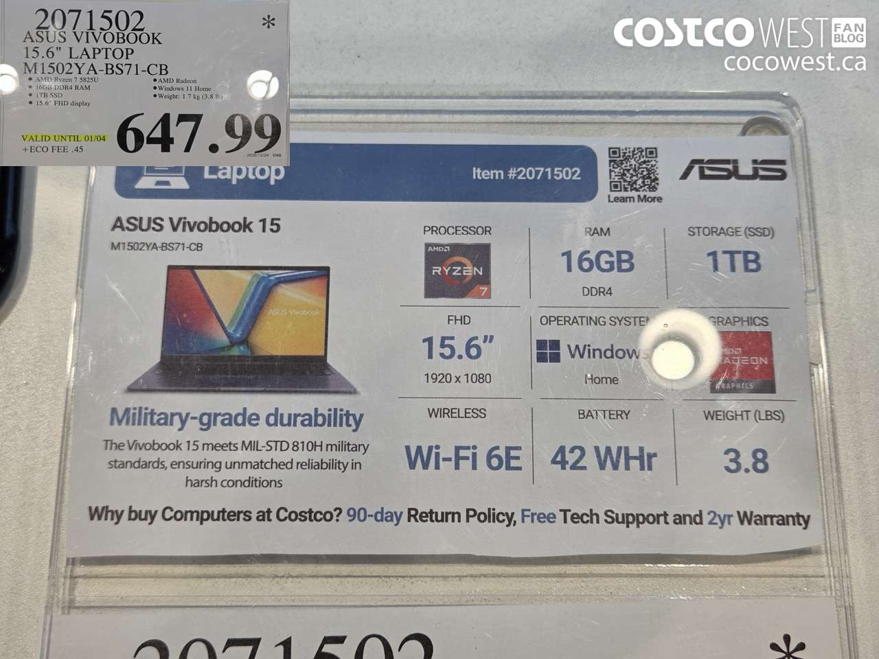 2071502 ASUS VIVOBOOK 15.6