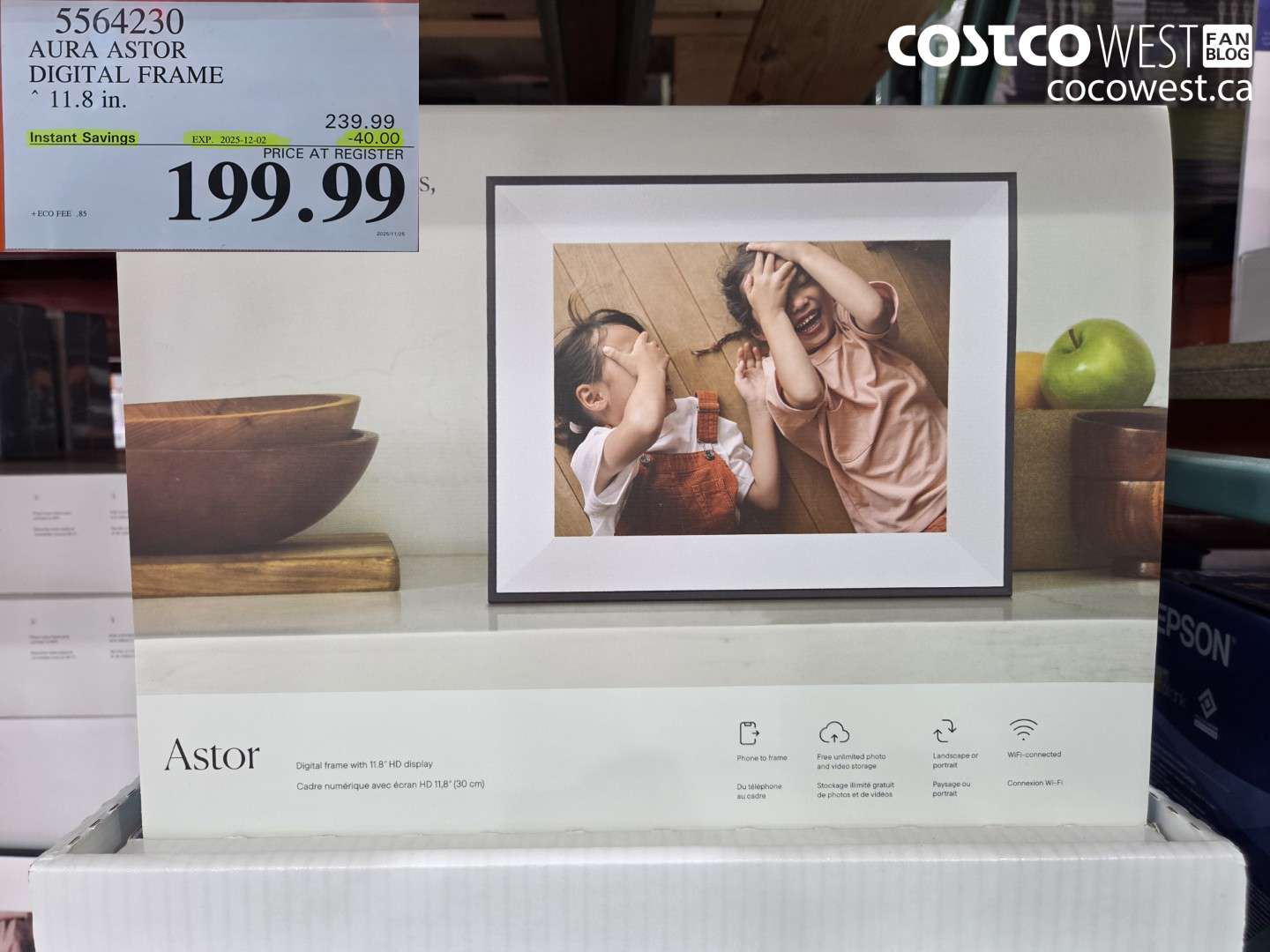 5564230 AURA ASTOR DIGITAL FRAME 11.8 IN ($40.00 INSTANT SAVINGS EXPIRES ON 2025-12-02) $199.99