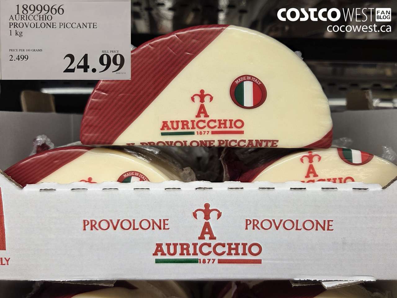 1899966 AURICCHIO PROVOLONE PICCANTE 1KG $24.99