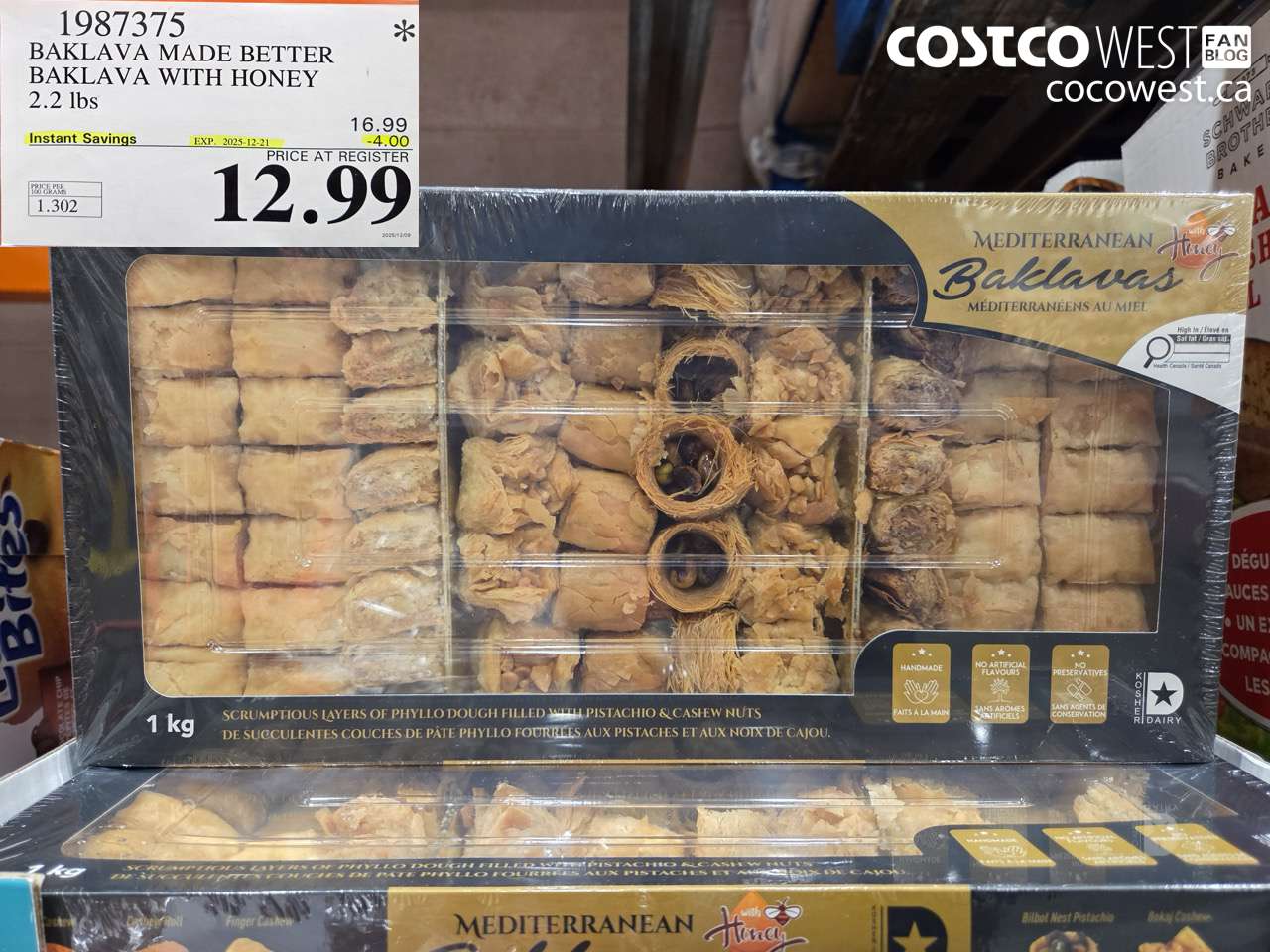 1987375 BAKLAVA MADE BETTER BAKLAVA WITH HONEY 2.2LBS ($4.00 INSTANT SAVINGS EXPIRES ON 2025-12-21) $12.99