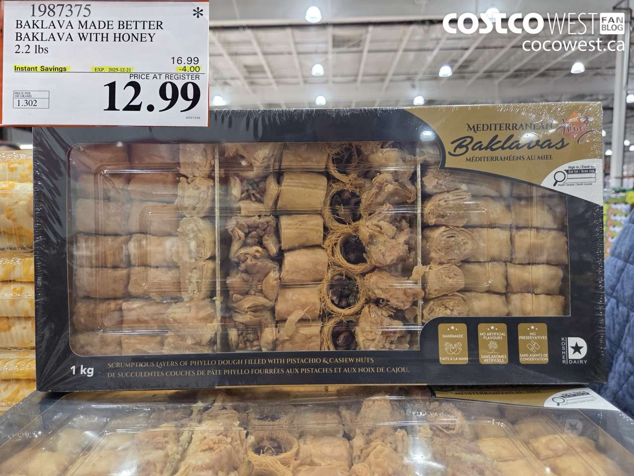 1987375 BAKLAVA MADE BETTER BAKLAVA WITH HONEY 2.2LBS ($4.00 INSTANT SAVINGS EXPIRES ON 2025-12-21) $12.99