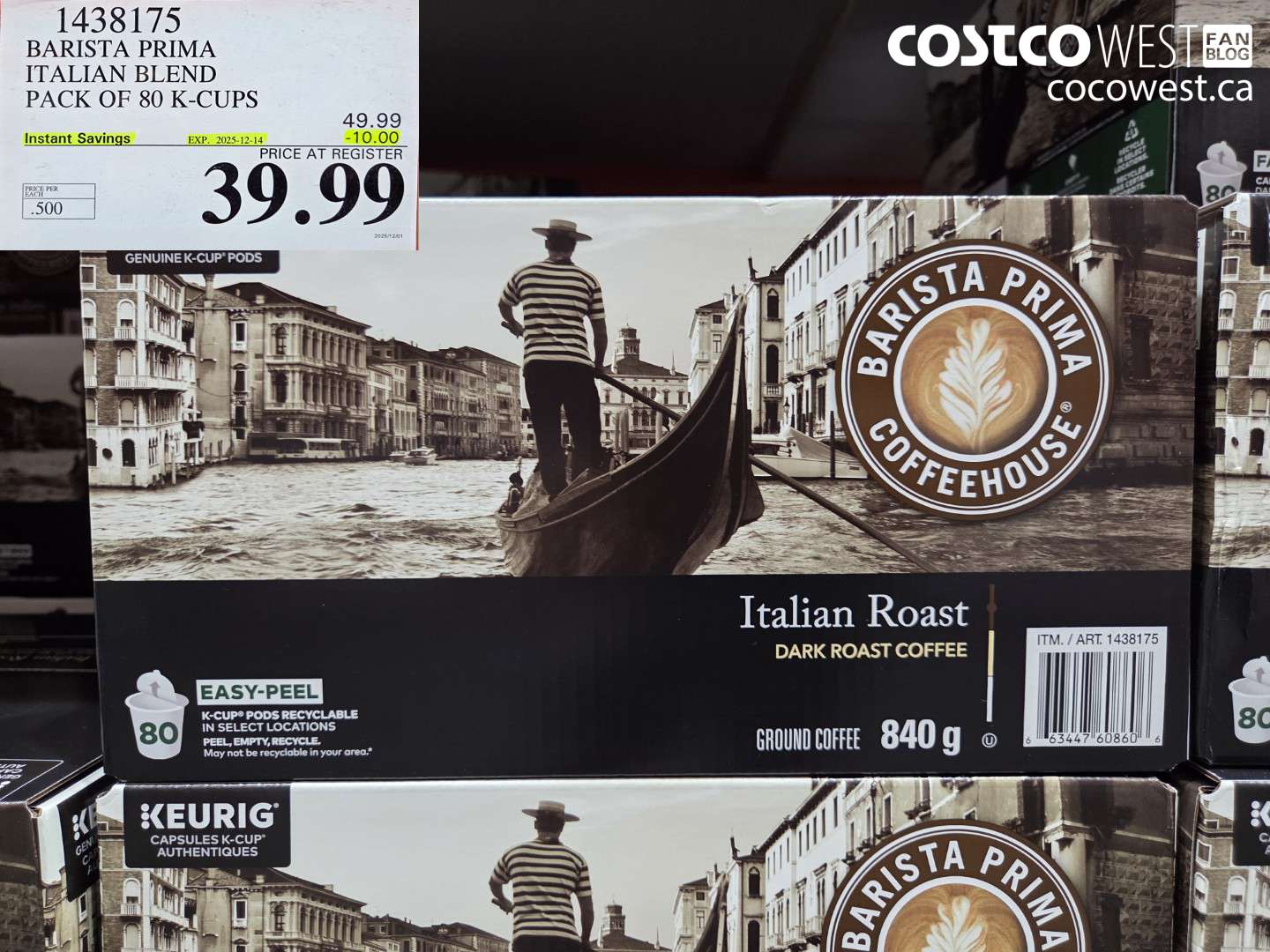 1438175 BARISTA PRIMA ITALIAN BLEND K-CUPS 80 COUNT ($10.00 INSTANT SAVINGS EXPIRES ON 2025-12-14) $33.99