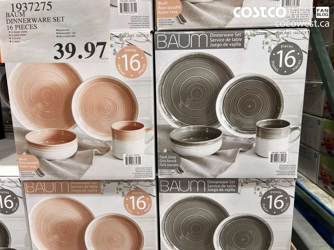 1937275 BAUM DINNERWARE SET 16 PIECES $39.97
