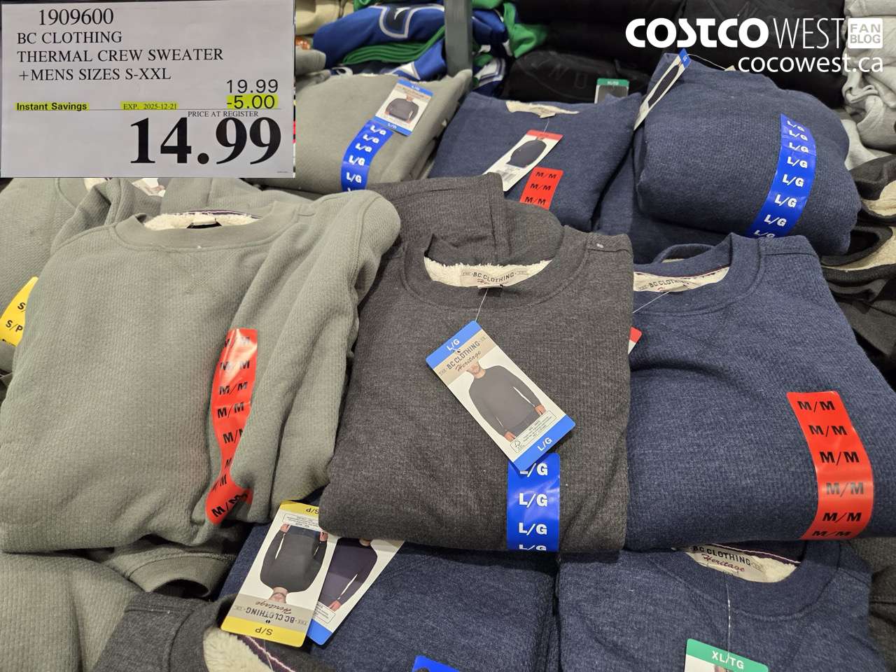 1909600 BC CLOTHING THERMAL CREW SWEATER MENS SIZES S-XXL ($5.00 INSTANT SAVINGS EXPIRES ON 2025-12-21) $14.99