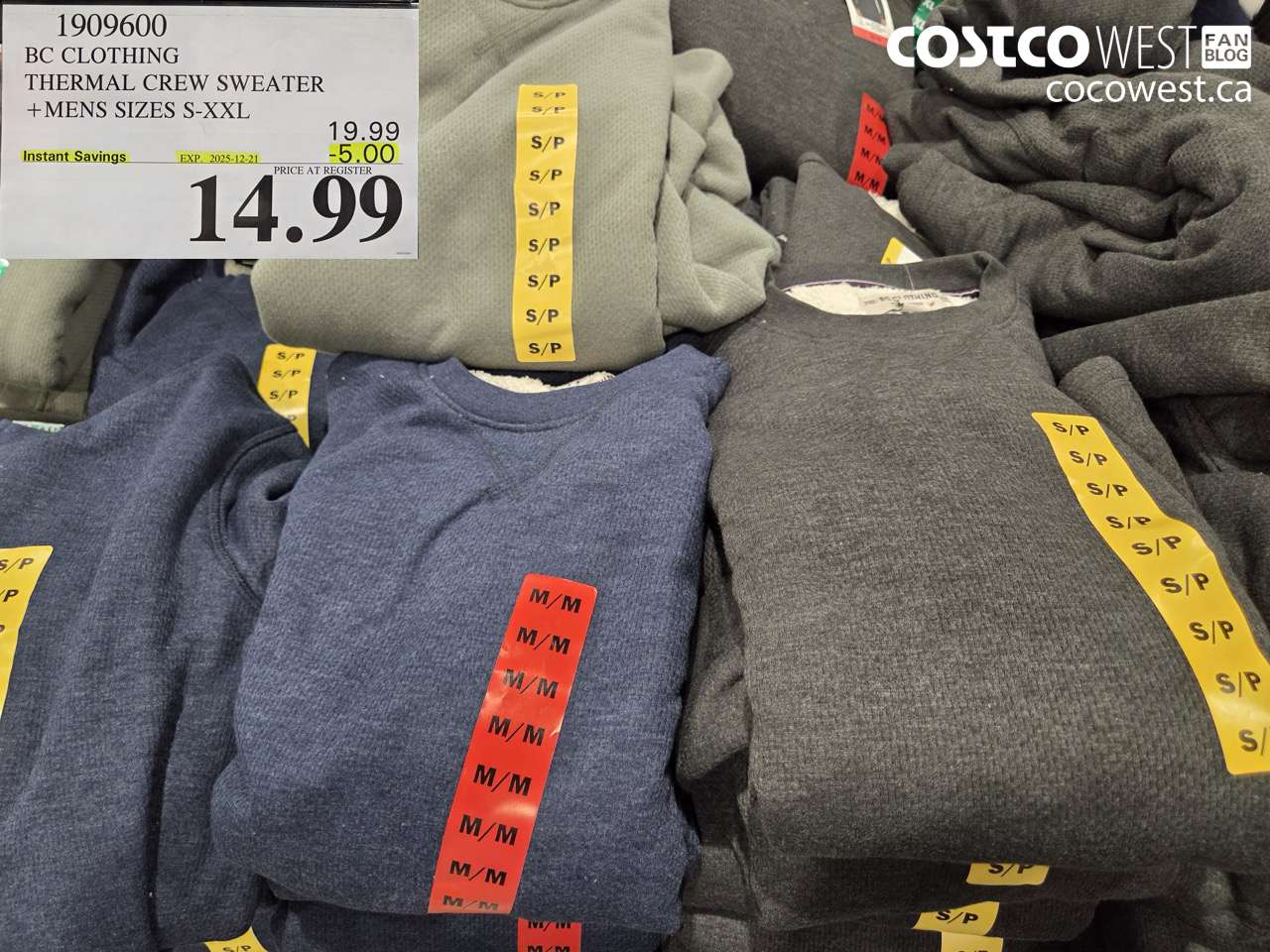 1909600 BC CLOTHING THERMAL CREW SWEATER MENS SIZES S-XXL ($5.00 INSTANT SAVINGS EXPIRES ON 2025-12-21) $14.99