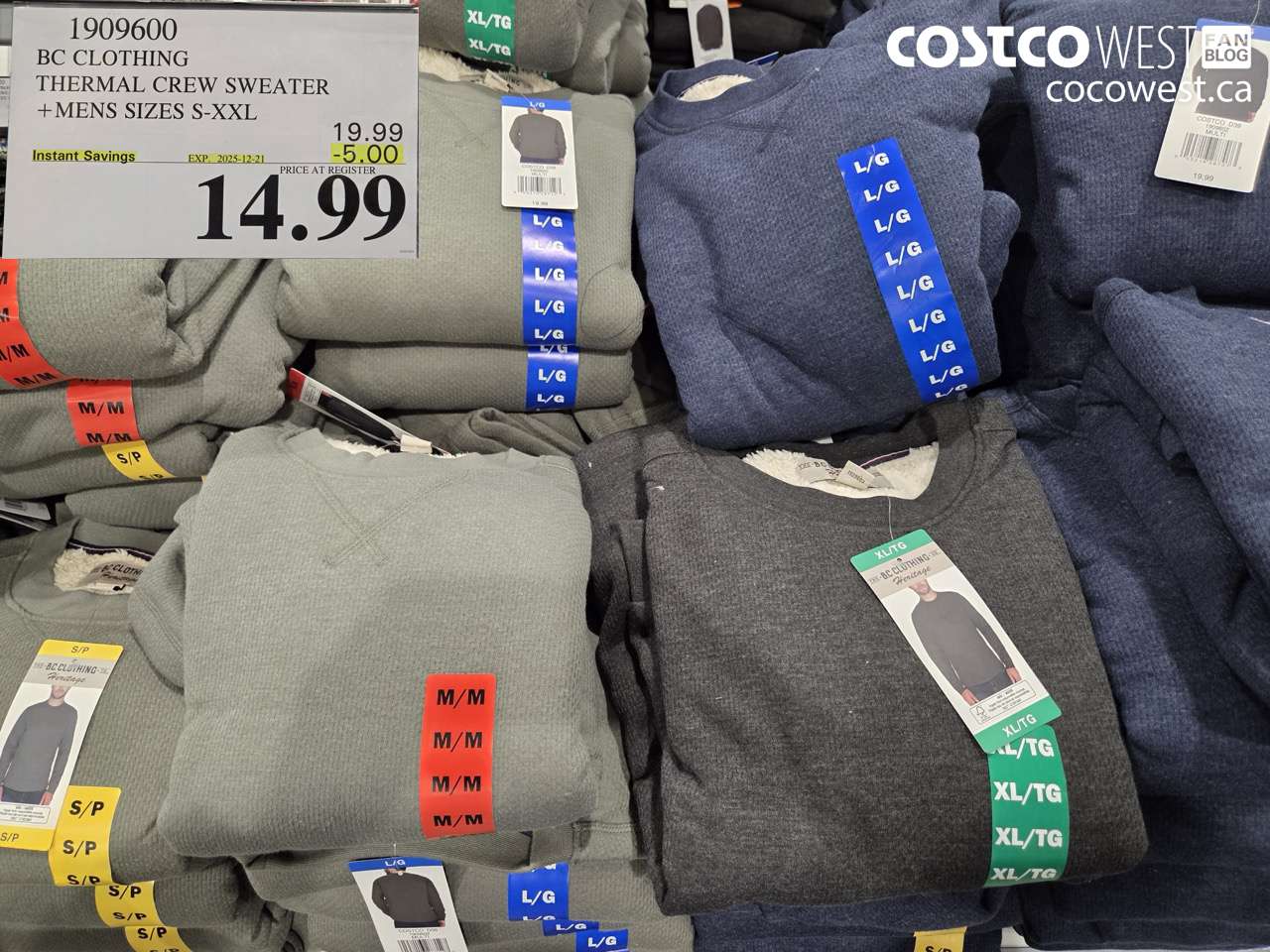 1909600 BC CLOTHING THERMAL CREW SWEATER MENS SIZES S-XXL ($5.00 INSTANT SAVINGS EXPIRES ON 2025-12-21) $14.99