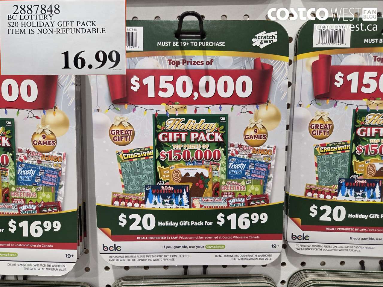 2887848 BC LOTTERY $20 HOLIDAY GIFT PACK ITEM IS NON-REFUNDABLE $16.99