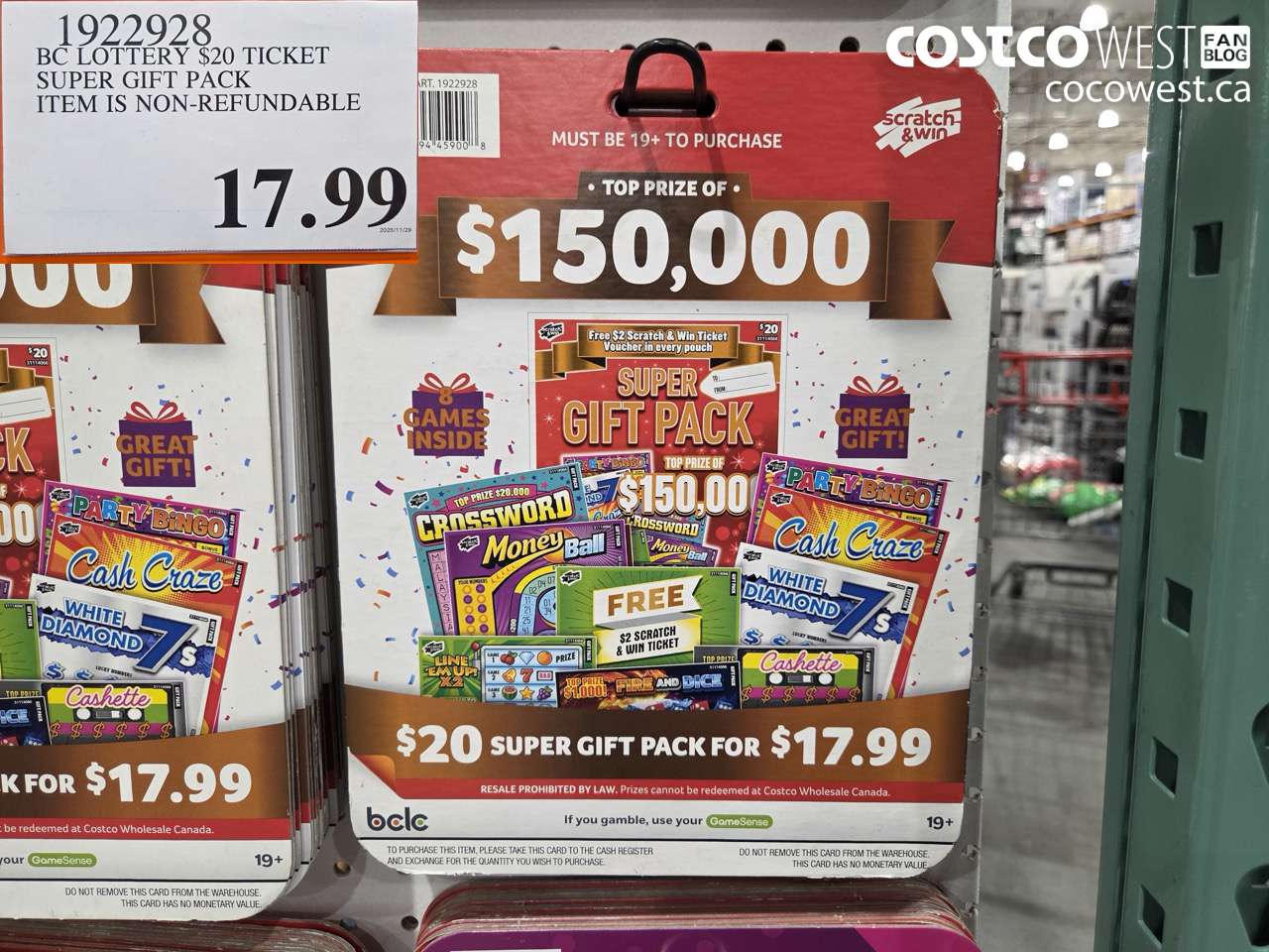1922928 BC LOTTERY $20 TICKET SUPER GIFT PACK ITEM IS NON-REFUNDABLE $17.99