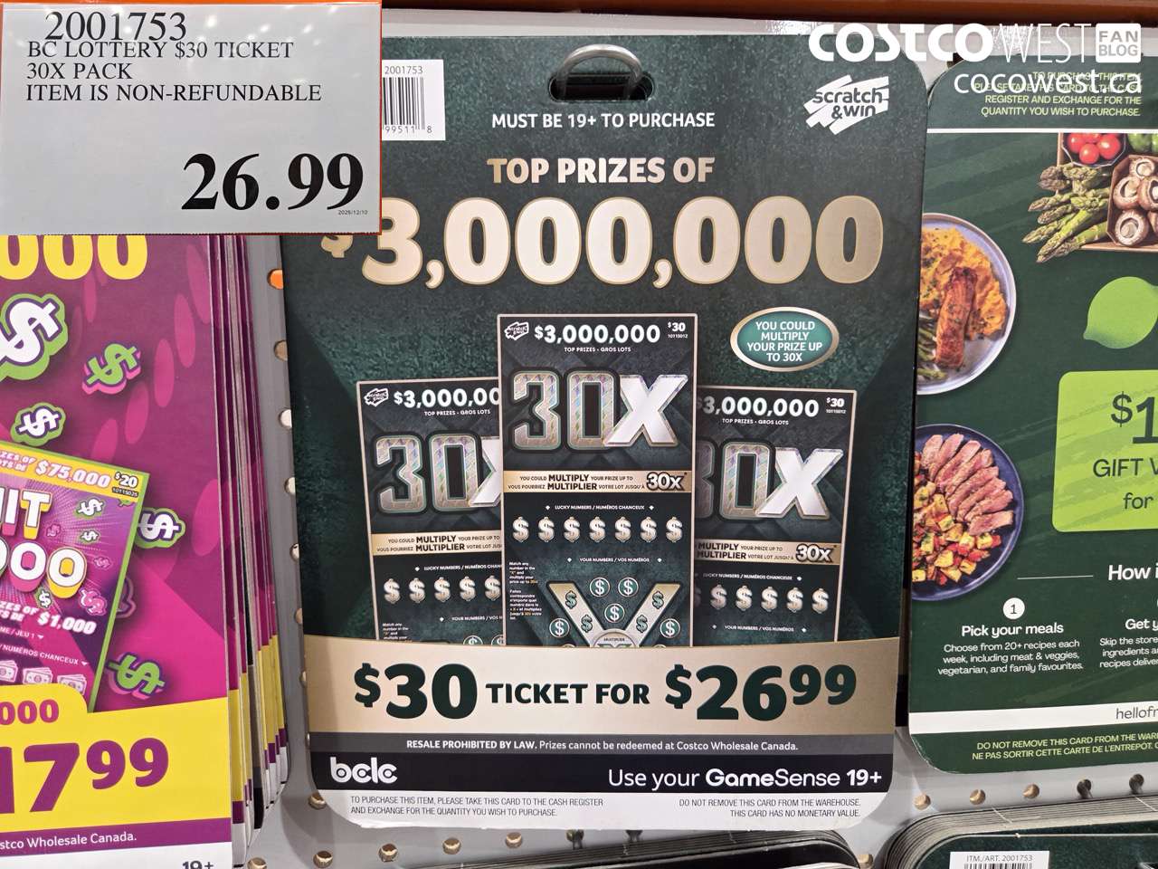 2001753 BC LOTTERY $30 TICKET 30X PACK ITEM IS NON-REFUNDABLE $26.99