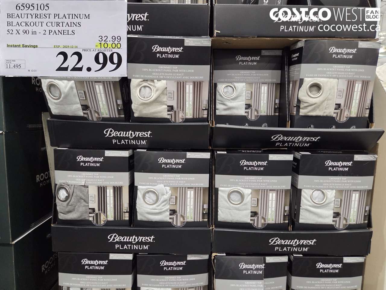 6595105 BEAUTYREST PLATINUM BLACKOUT CURTAINS 32 X 90 in - 2 PANELS ($10.00 INSTANT SAVINGS EXPIRES ON 2025-12-14) $22.99