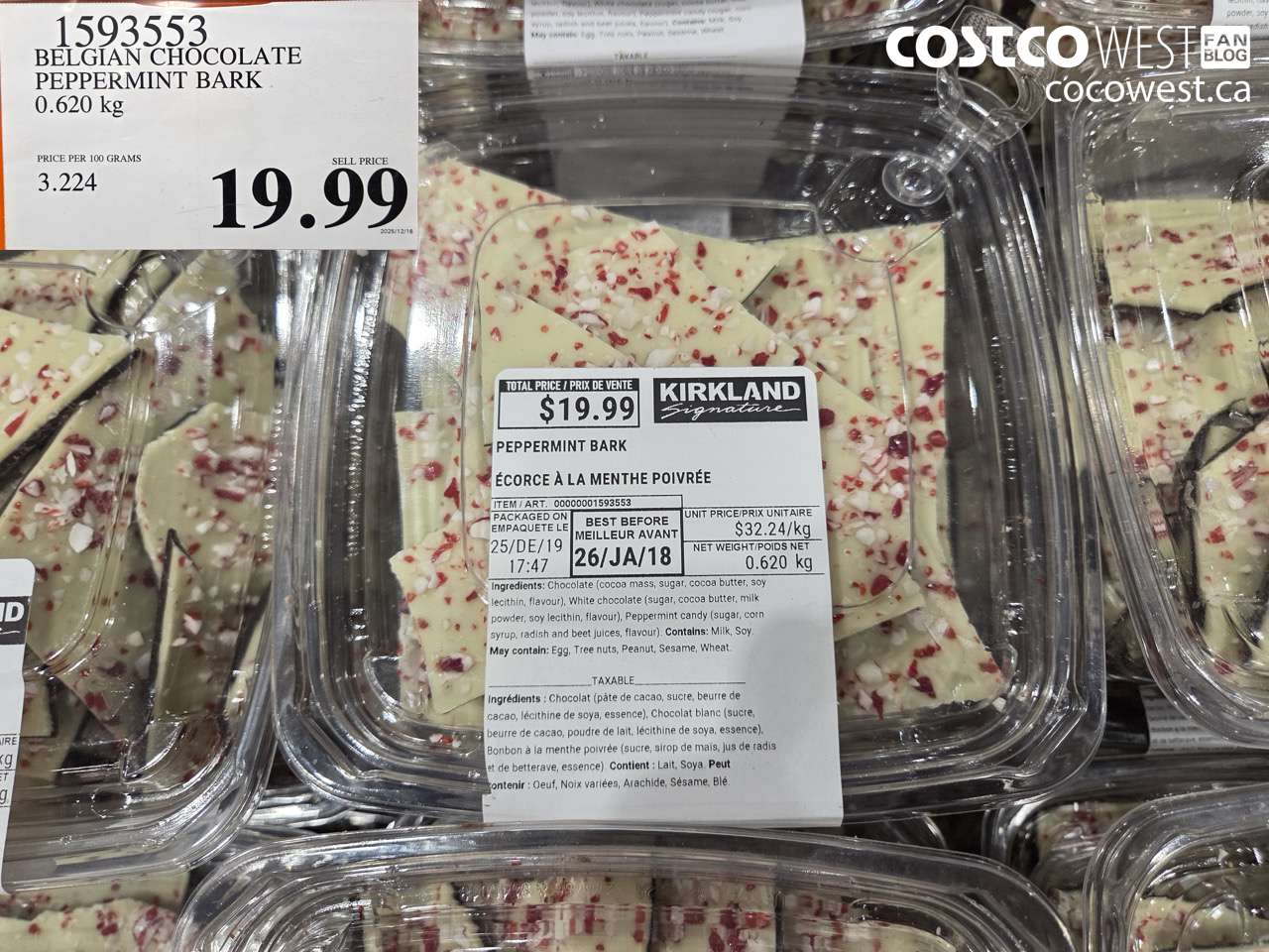 1593553 BELGIAN CHOCOLATE PEPPERMINT BARK $19.99