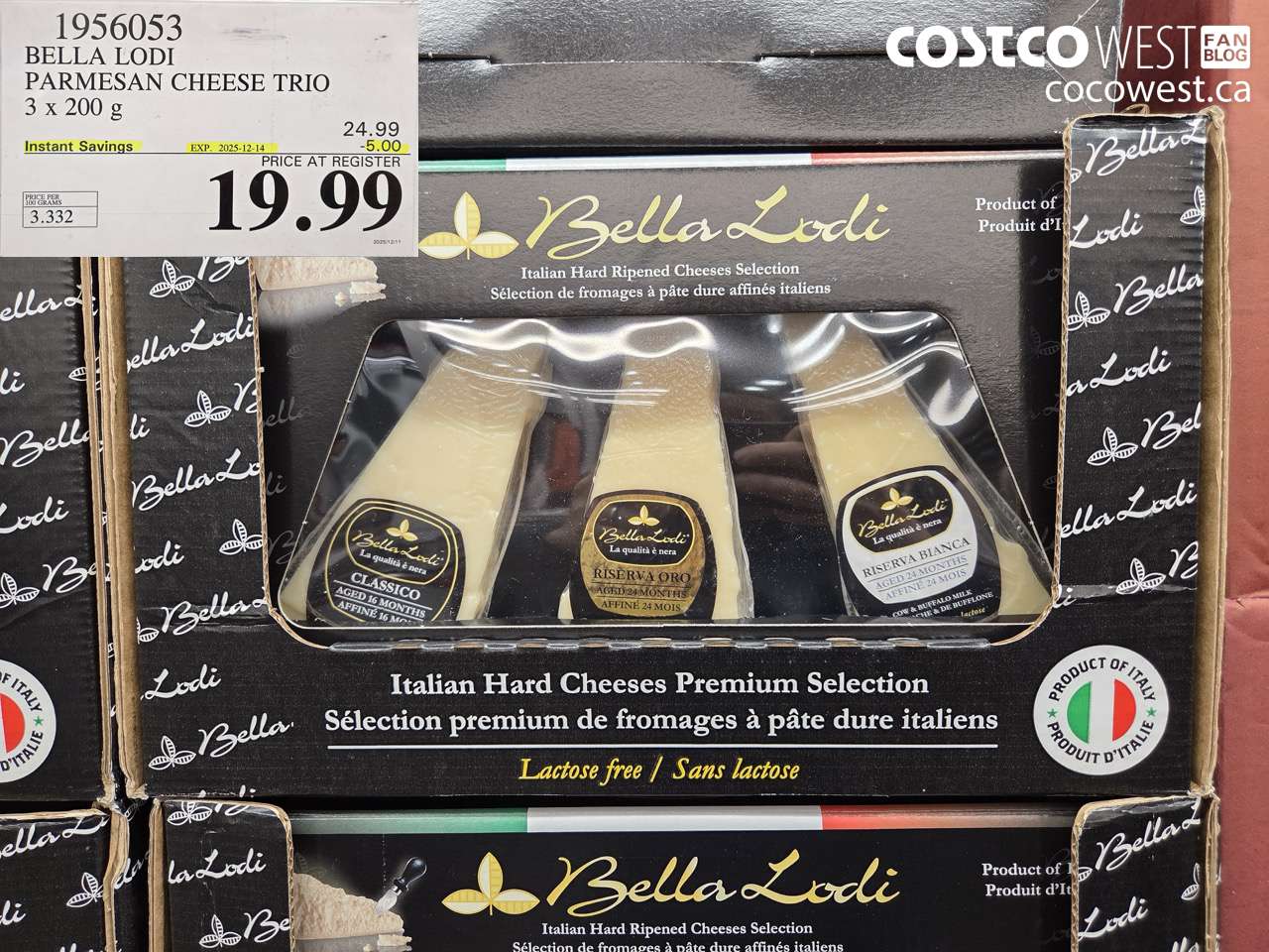 1956053 BELLA LODI PARMESAN CHEESE TRIO 5 x 200 g ($5.00 INSTANT SAVINGS EXPIRES ON 2025-12-14) $19.99