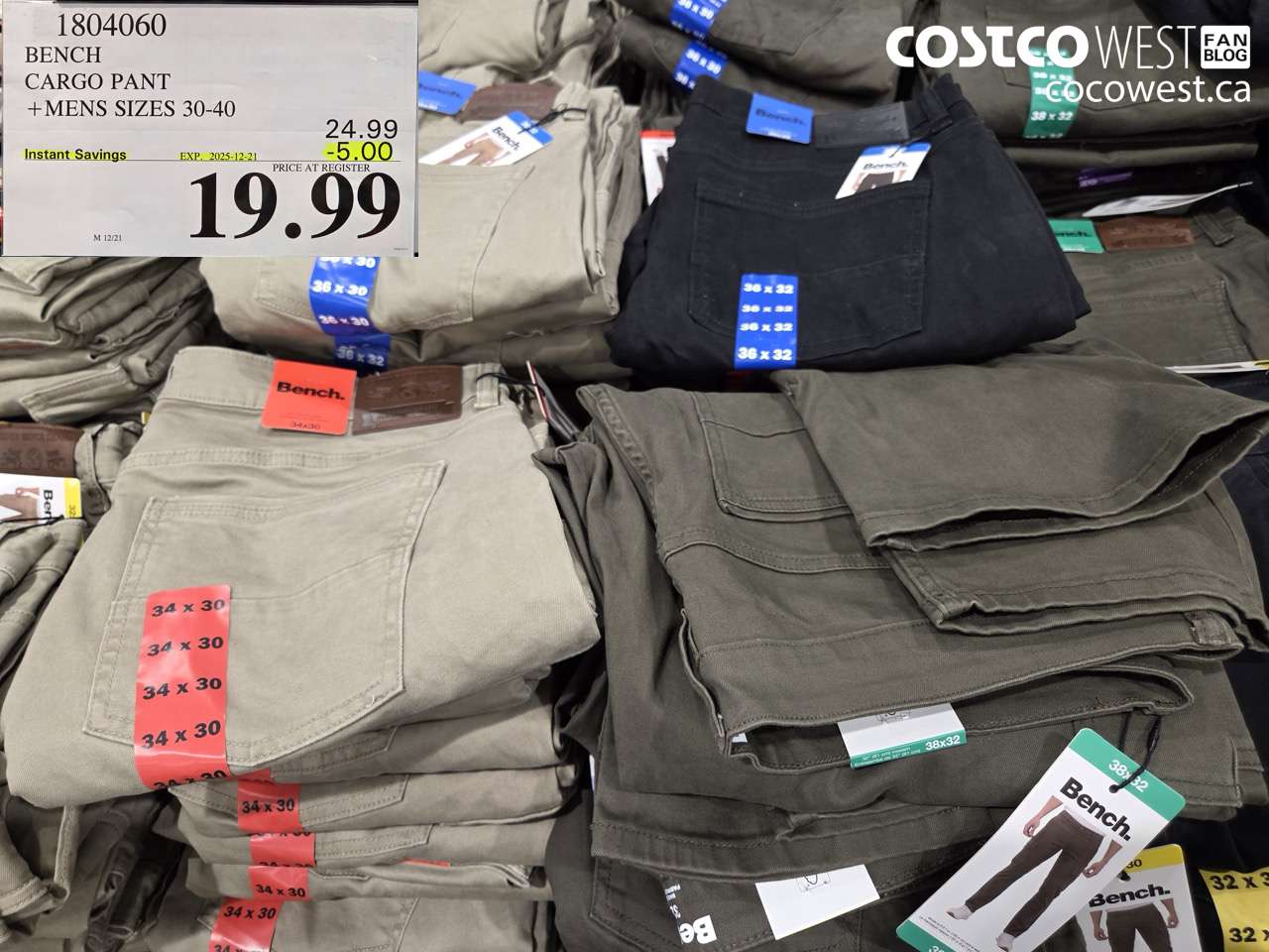 1804060 BENCH CARGO PANT MENS SIZES 30-40 ($5.00 INSTANT SAVINGS EXPIRES ON 2025-12-21) $19.99