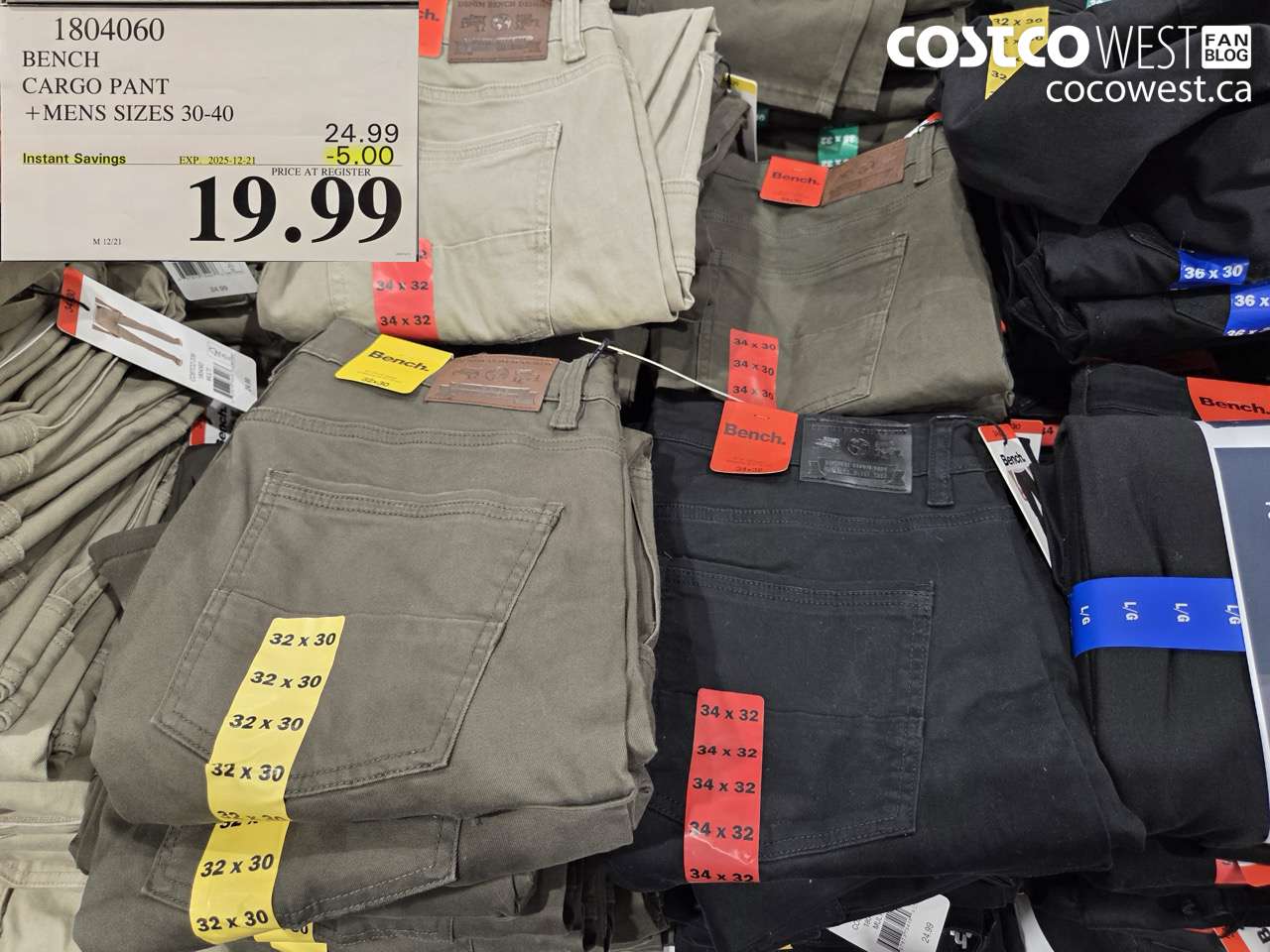 1804060 BENCH CARGO PANT MENS SIZES 30-40 ($5.00 INSTANT SAVINGS EXPIRES ON 2025-12-21) $19.99