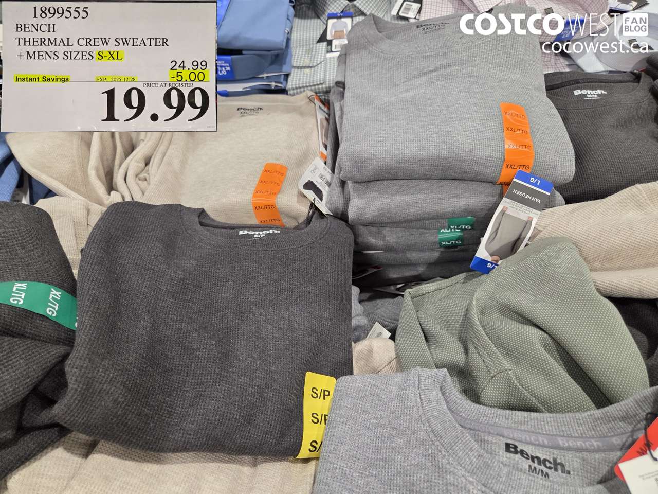 1899555 BENCH THERMAL CREW SWEATER MENS SIZES S-XL ($5.00 INSTANT SAVINGS EXPIRES ON 2025-12-28) $19.99