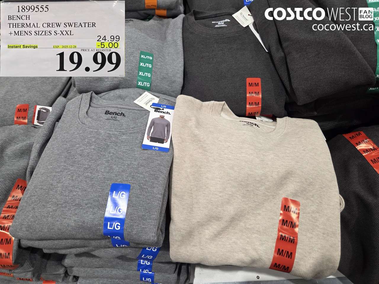 1899555 BENCH THERMAL CREW SWEATER MENS SIZES S-XXL ($5.00 INSTANT SAVINGS EXPIRES ON 2025-12-28) $19.99