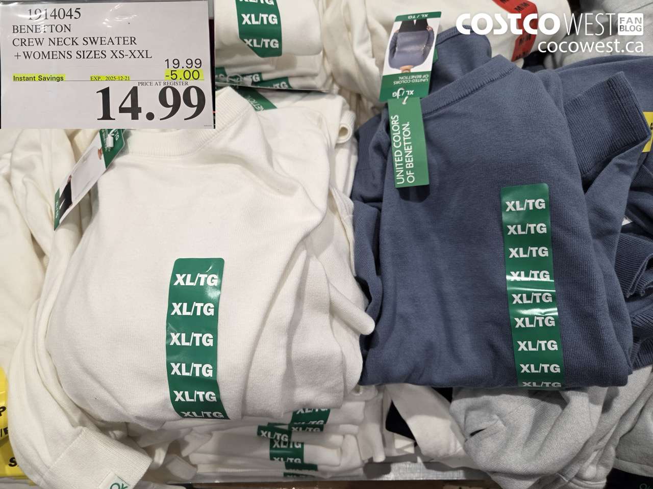 1914045 BENETTON CREW NECK SWEATER WOMENS SIZES XS-XXL ($5.00 INSTANT SAVINGS EXPIRES ON 2025-12-21) $14.99