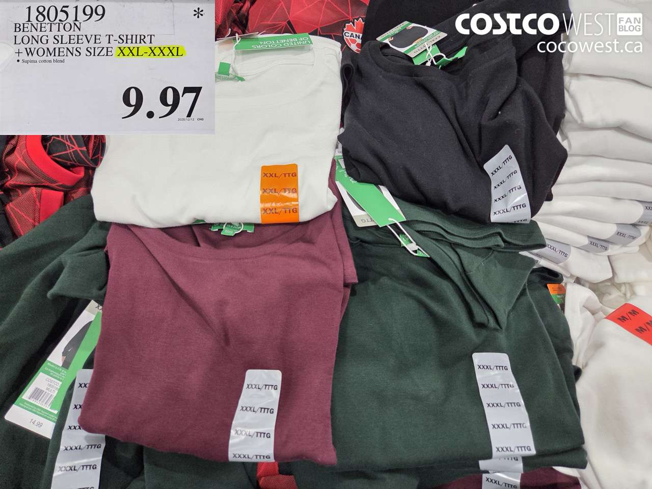 1805199 BENETTON LONG SLEEVE T-SHIRT WOMENS SIZE XXL-XXXL $9.97