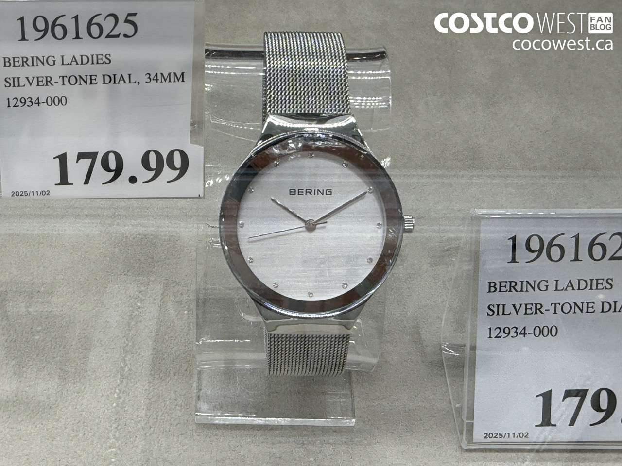1961625 BERING LADIES SILVER-TONE DIAL 34MM 12934-000 $179.99