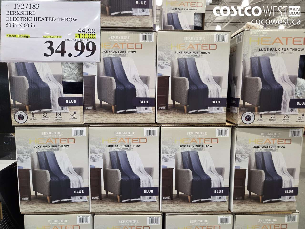 1727183 BERKSHIRE ELECTRIC HEATED THROW 50