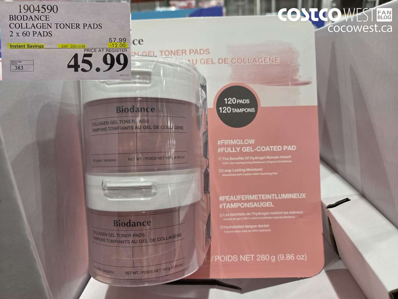 1904590 BIODANCE COLLAGEN TONER PADS 2 X 60 PADS ($12.00 INSTANT SAVINGS EXPIRES ON 2025-12-28) $45.99