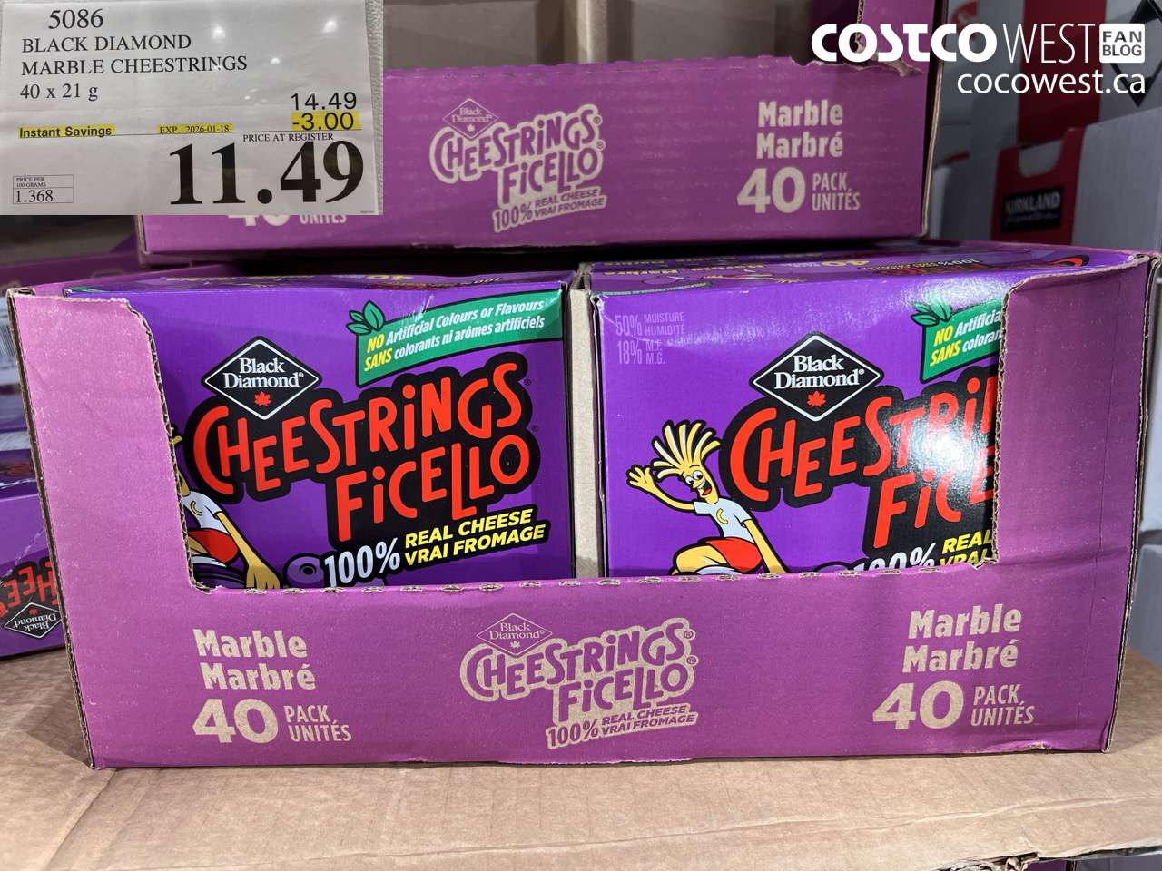 5086 BLACK DIAMOND MARBLE CHEESTRINGS 40 x 21 g ($3.00 INSTANT SAVINGS EXPIRES ON 2026-01-18) $11.49