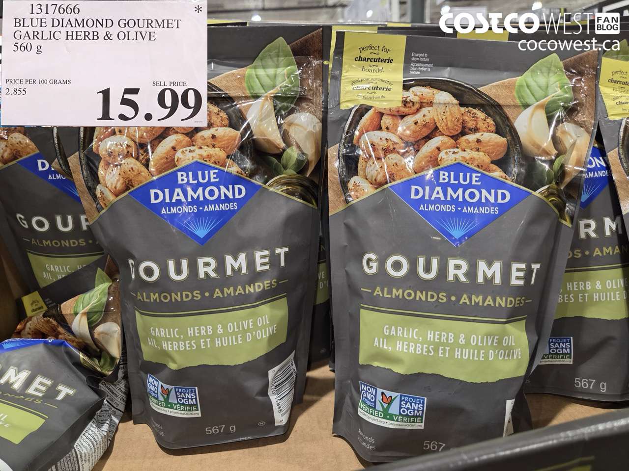 1317666 BLUE DIAMOND GOURMET GARLIC HERB & OLIVE 560G $15.99