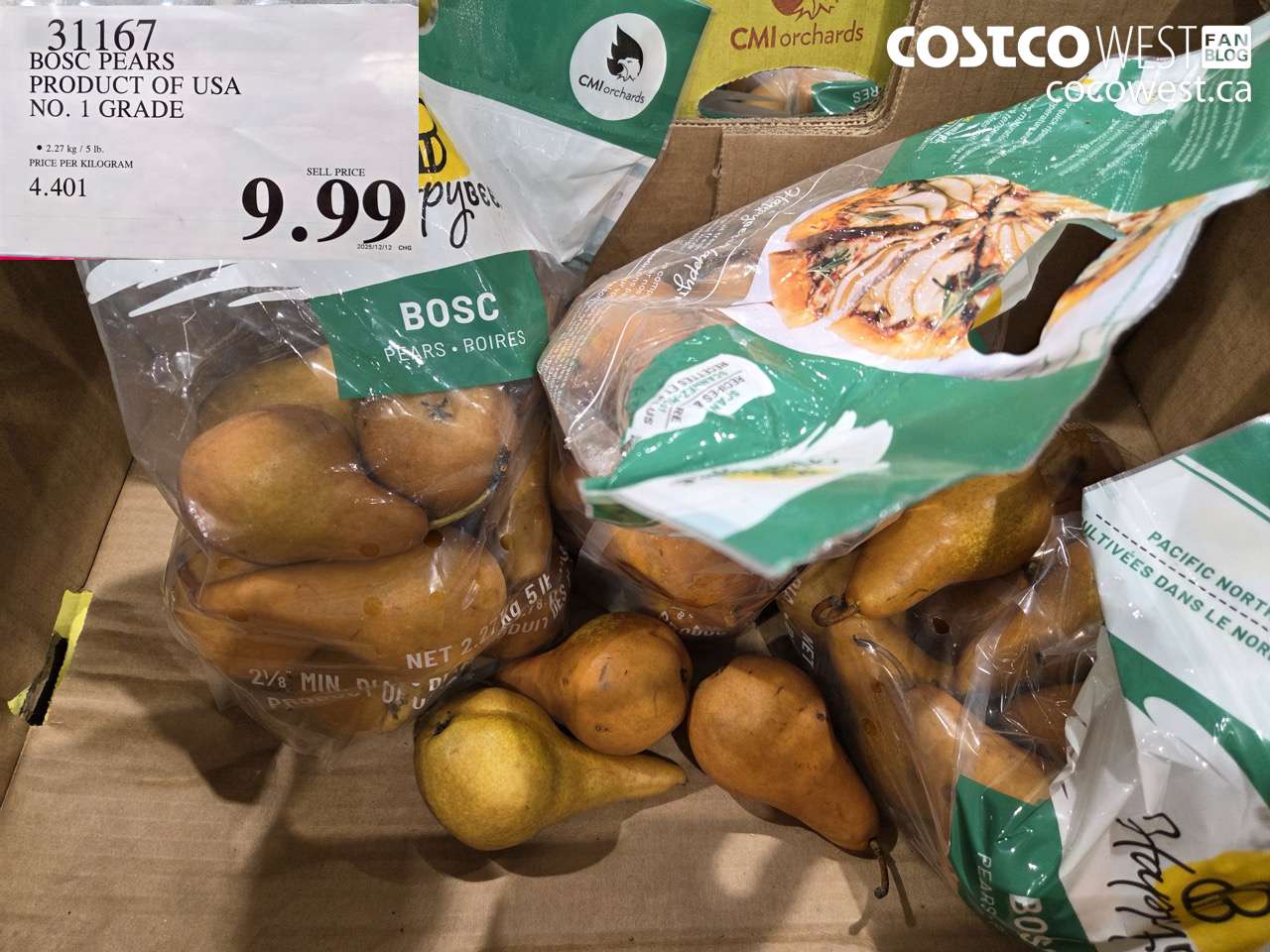 31167 BOSC PEARS PRODUCT OF USA NO. 1 GRADE  $9.99