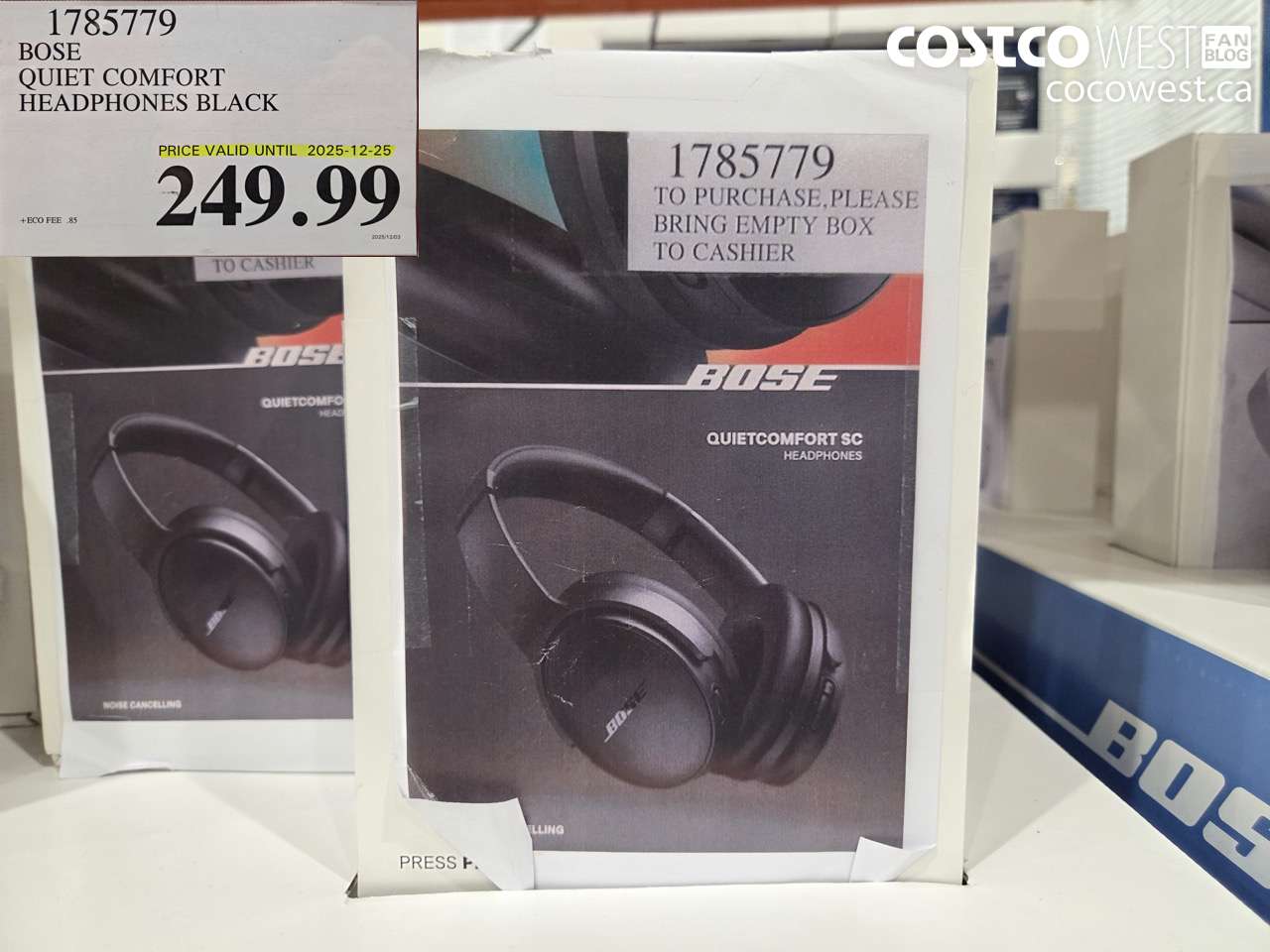 1785779 BOSE QUIET COMFORT HEADPHONES BLACK (EXPIRES ON 2025-12-25) $249.99