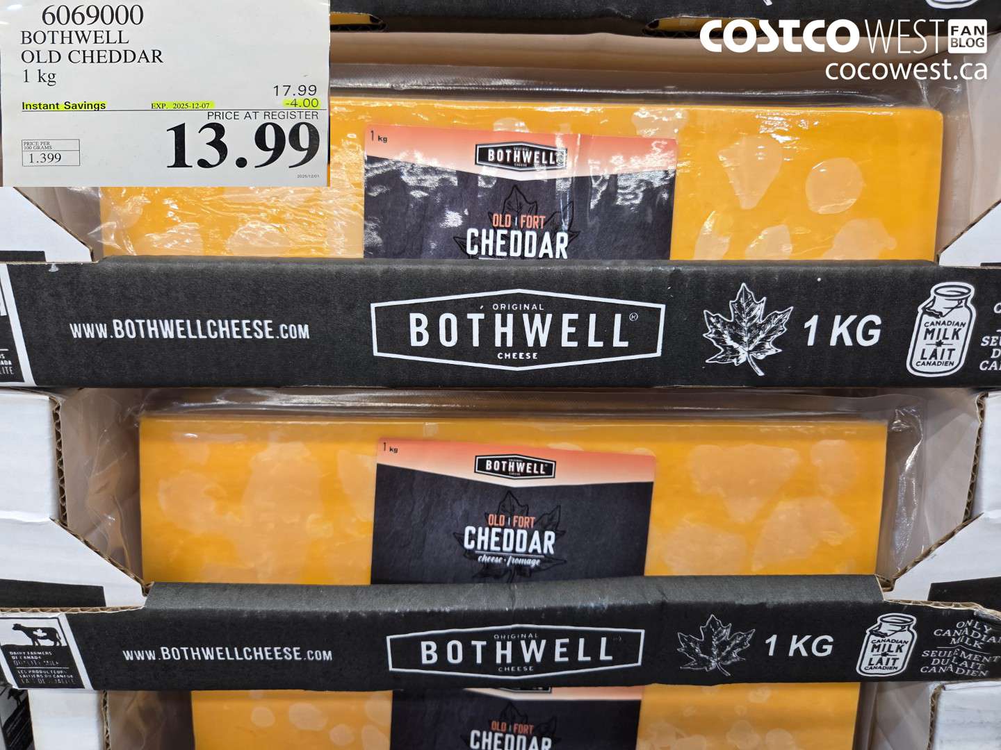 6069000 BOTHWELL OLD CHEDDAR 1 KG ($4.00 INSTANT SAVINGS EXPIRES ON 2025-12-07) $13.99