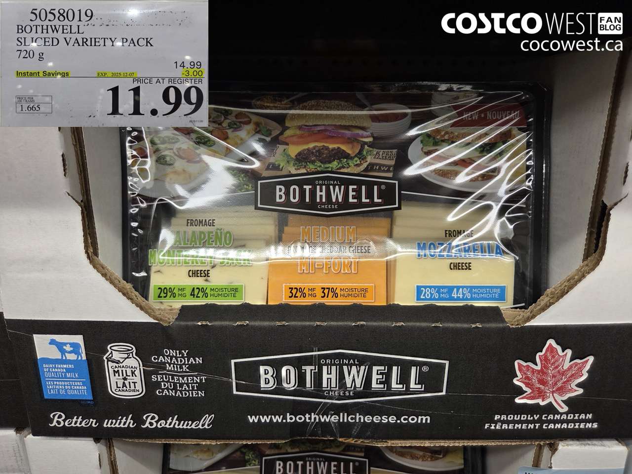 5058019 BOTHWELL SLICED VARIETY PACK 720 g ($3.00 INSTANT SAVINGS EXPIRES ON 2025-12-07) $11.99