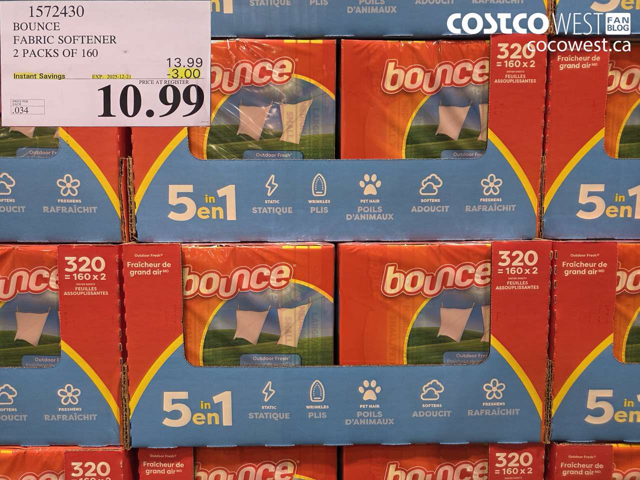 1572430 BOUNCE FABRIC SOFTENER 2 X 160 SHEETS ($3.00 INSTANT SAVINGS EXPIRES ON 2025-12-21) $10.99